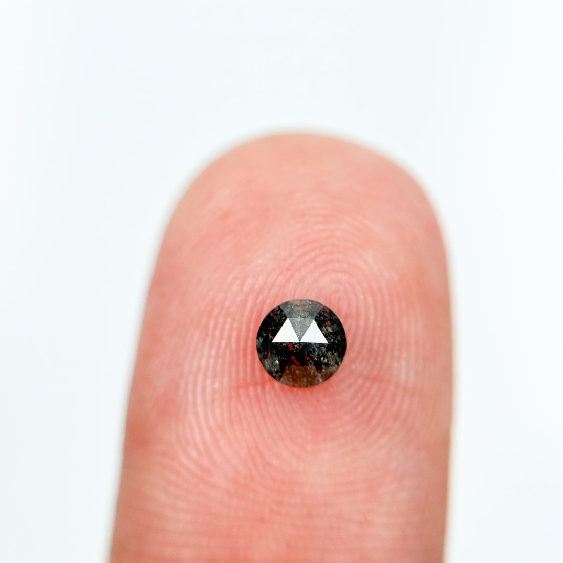 0.43 Ct Round Rose Cut Grey Natural Salt and Pepper Diamond