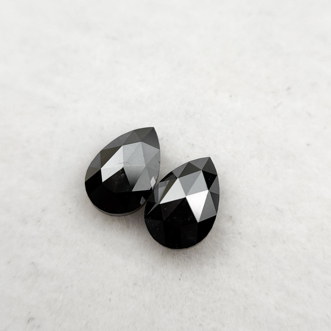 0.70 Ct Pear Rose Cut Black Natural Loose Diamond Pair