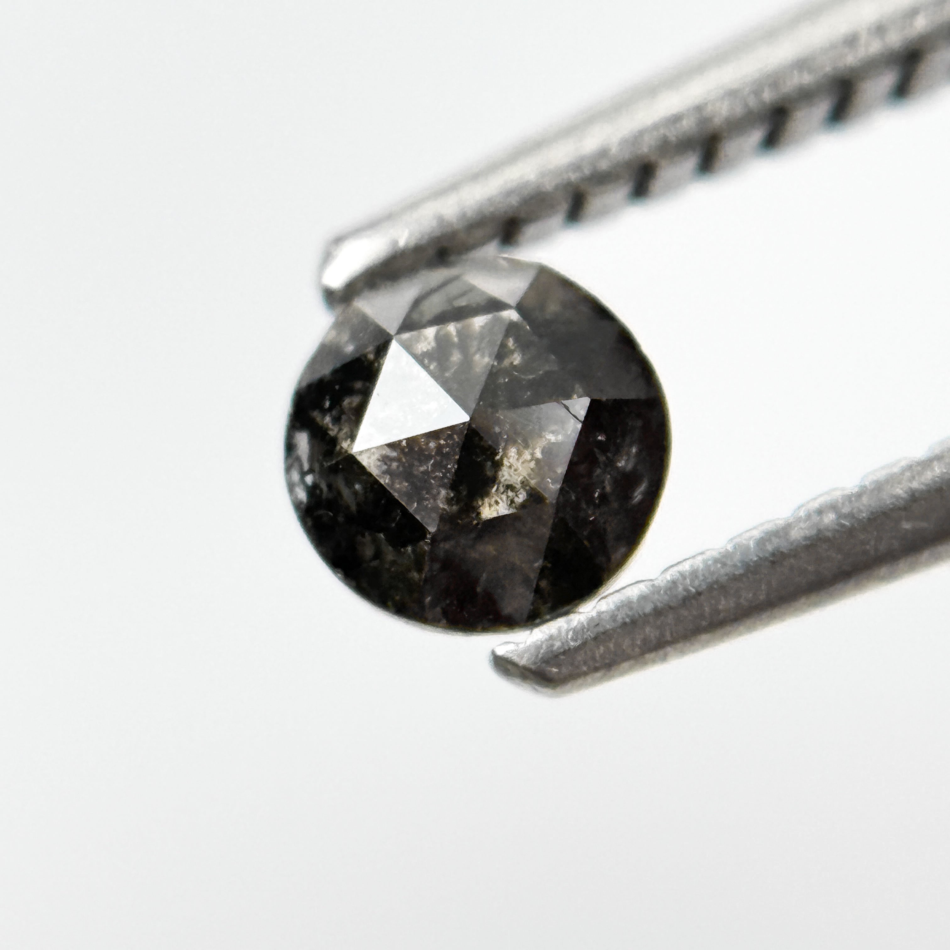 0.36 Ct Round Rose Cut Grey Salt and Pepper Natural Diamond