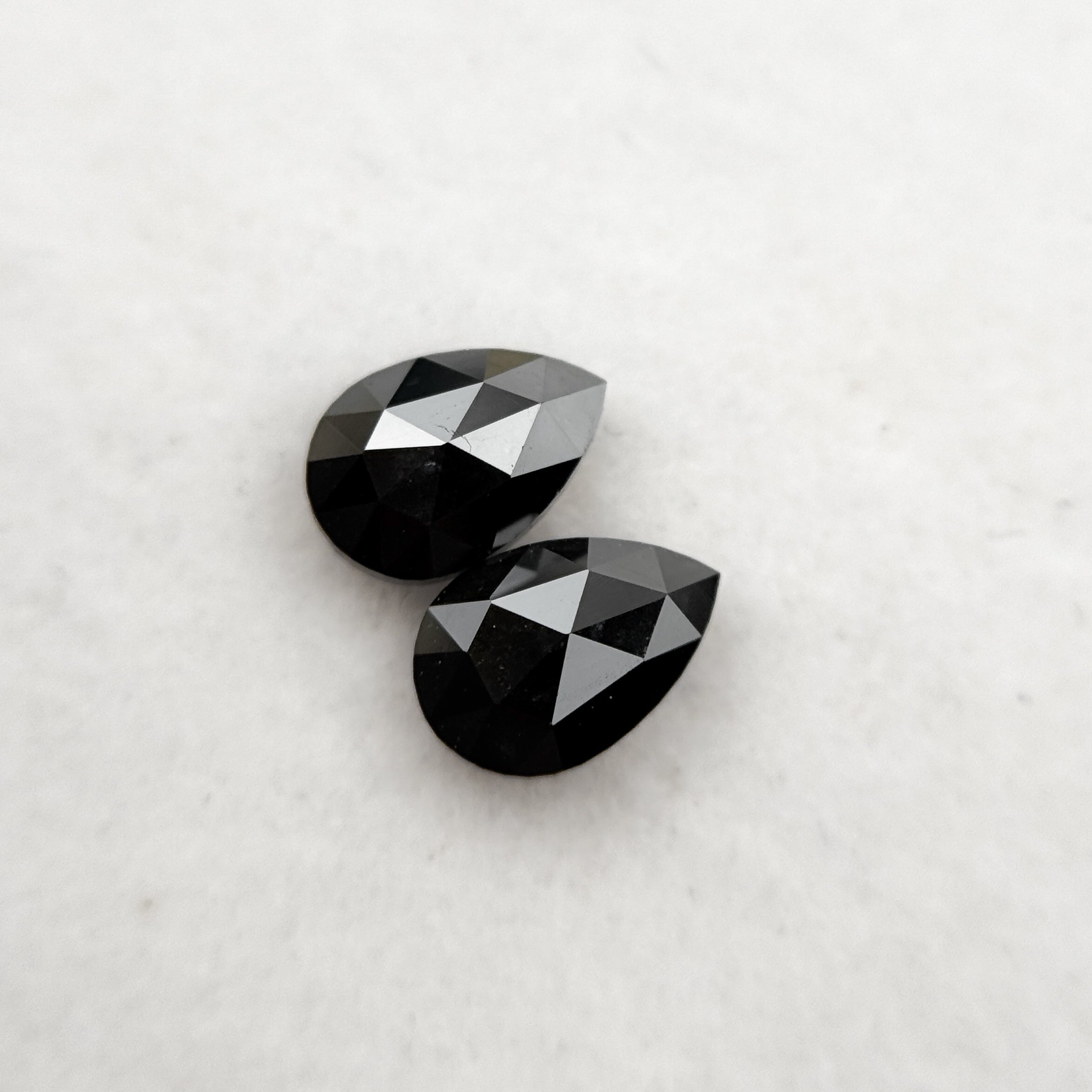 0.70 Ct Pear Rose Cut Black Natural Loose Diamond Pair