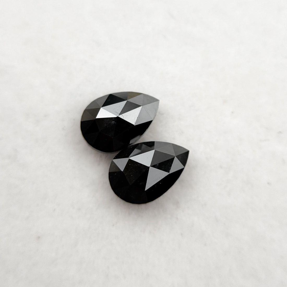 0.70 Ct Pear Rose Cut Black Natural Loose Diamond Pair