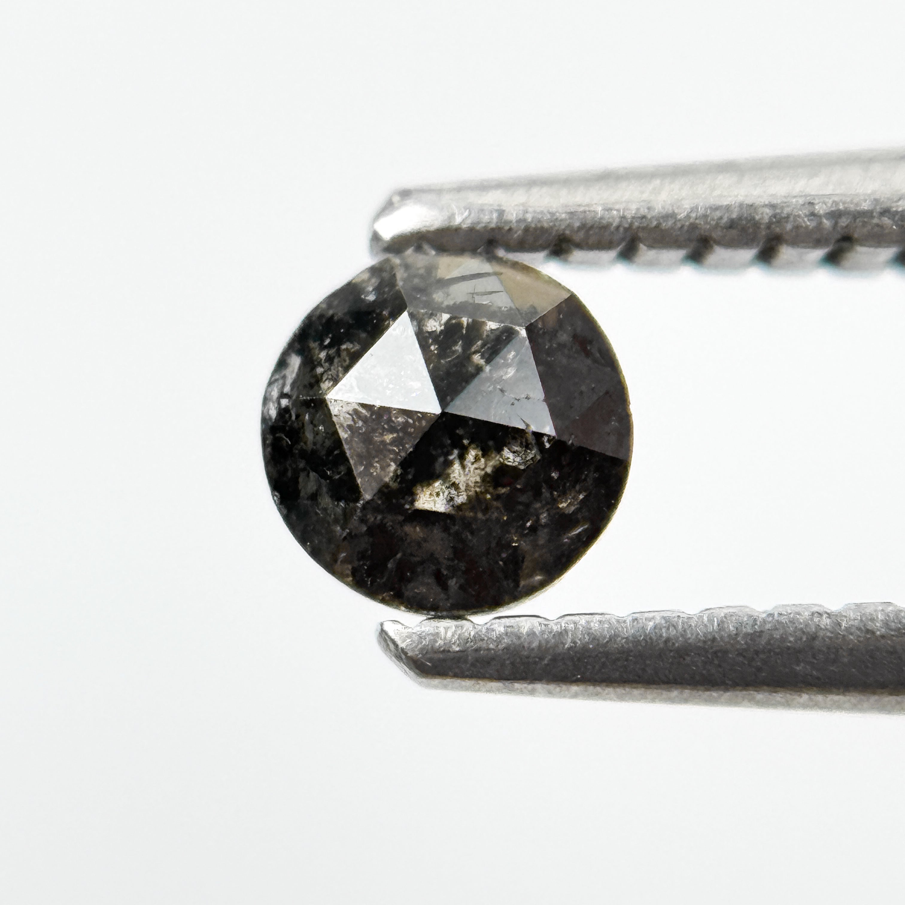 0.36 Ct Round Rose Cut Grey Salt and Pepper Natural Diamond
