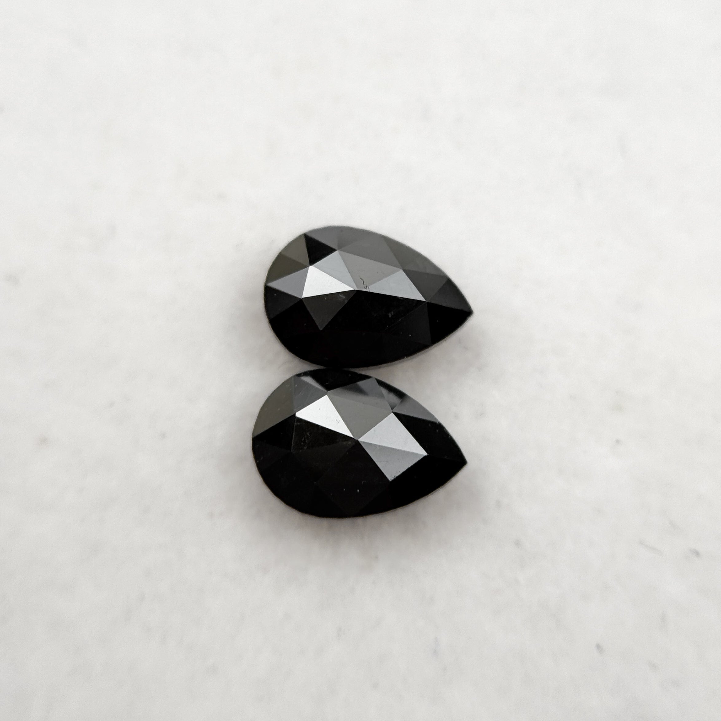 0.70 Ct Pear Rose Cut Black Natural Loose Diamond Pair