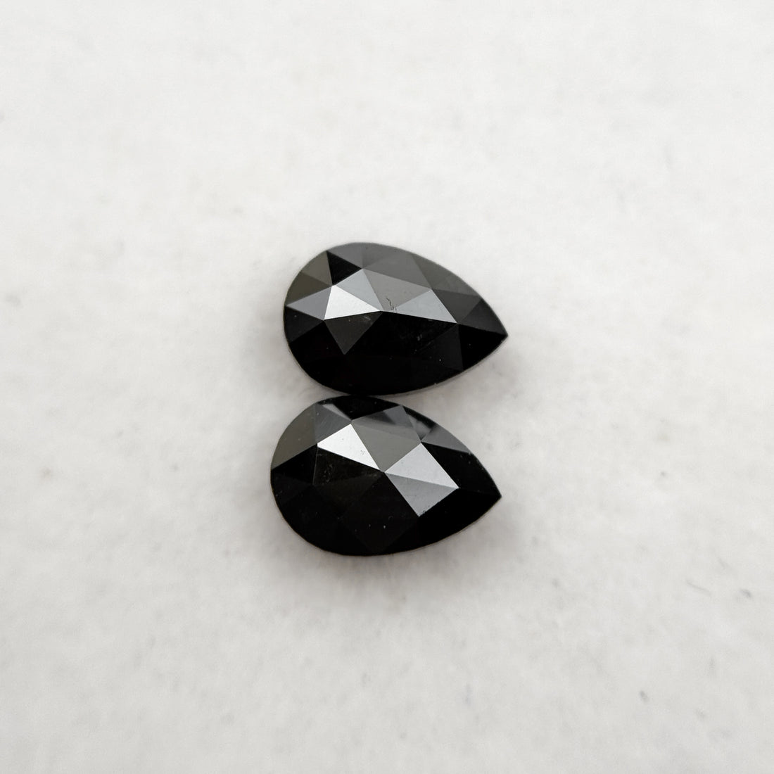 0.70 Ct Pear Rose Cut Black Natural Loose Diamond Pair