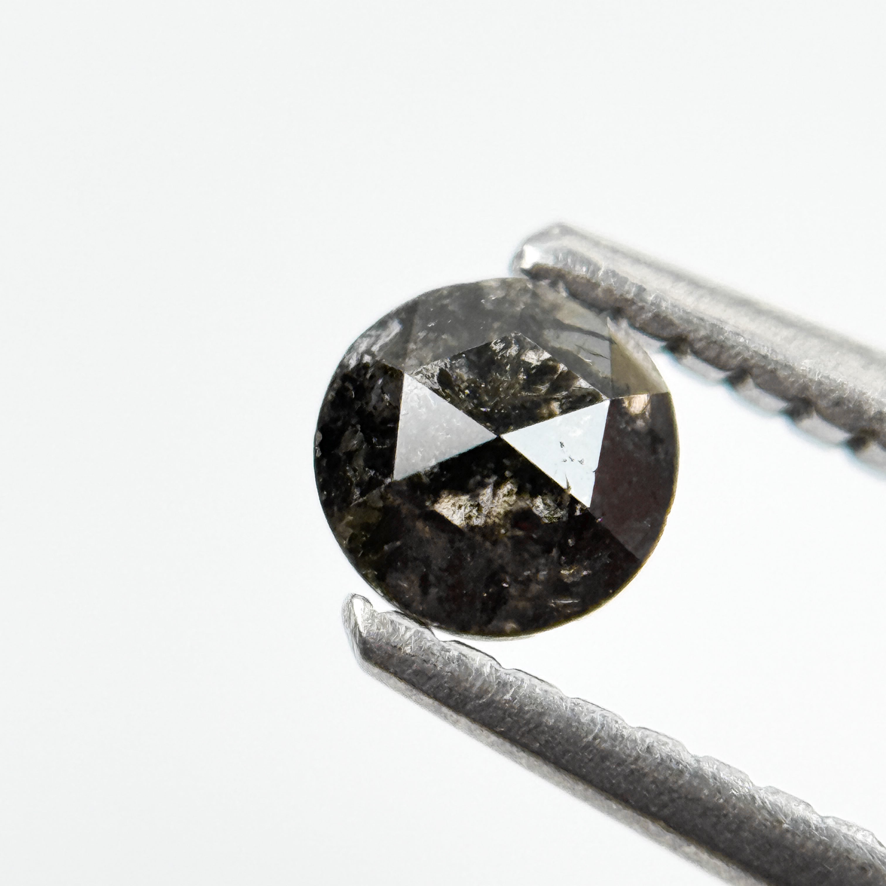 0.36 Ct Round Rose Cut Grey Salt and Pepper Natural Diamond