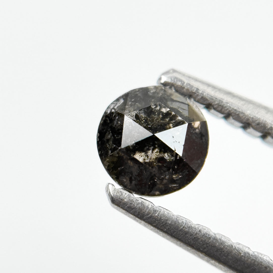 0.36 Ct Round Rose Cut Grey Salt and Pepper Natural Diamond