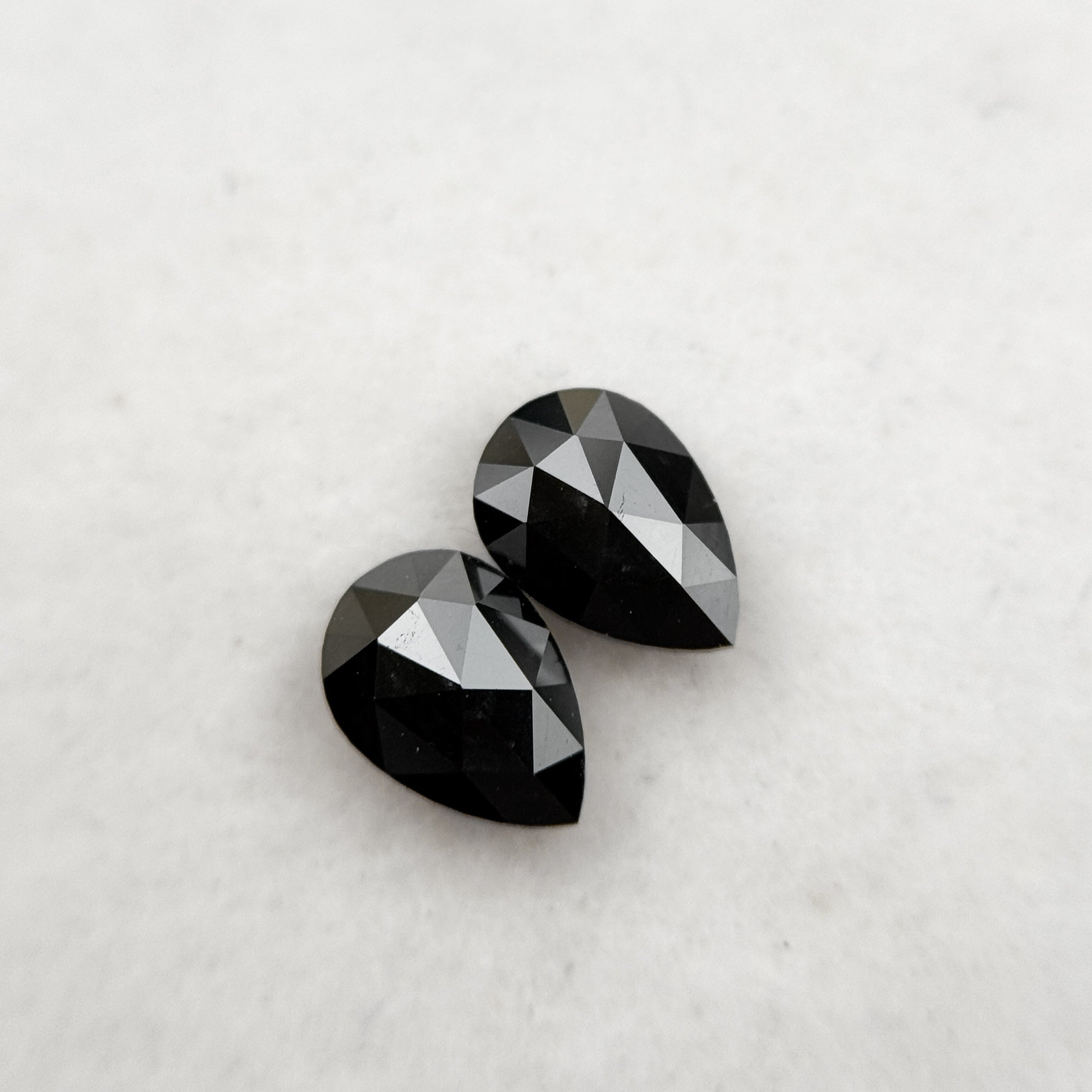 0.70 Ct Pear Rose Cut Black Natural Loose Diamond Pair