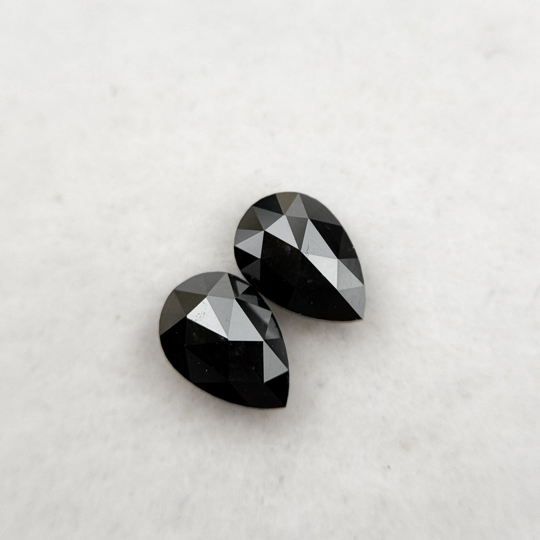 0.70 Ct Pear Rose Cut Black Natural Loose Diamond Pair