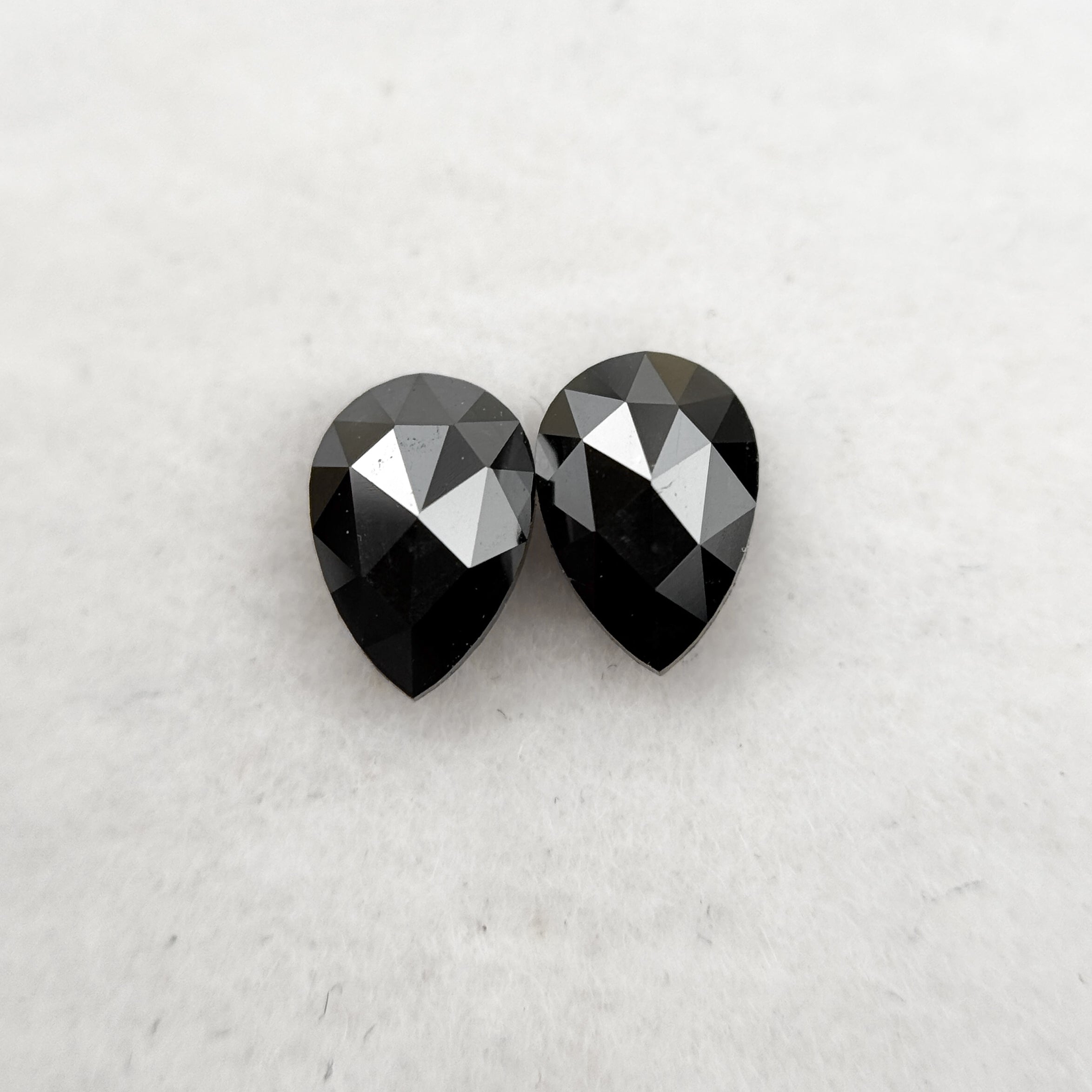 0.70 Ct Pear Rose Cut Black Natural Loose Diamond Pair