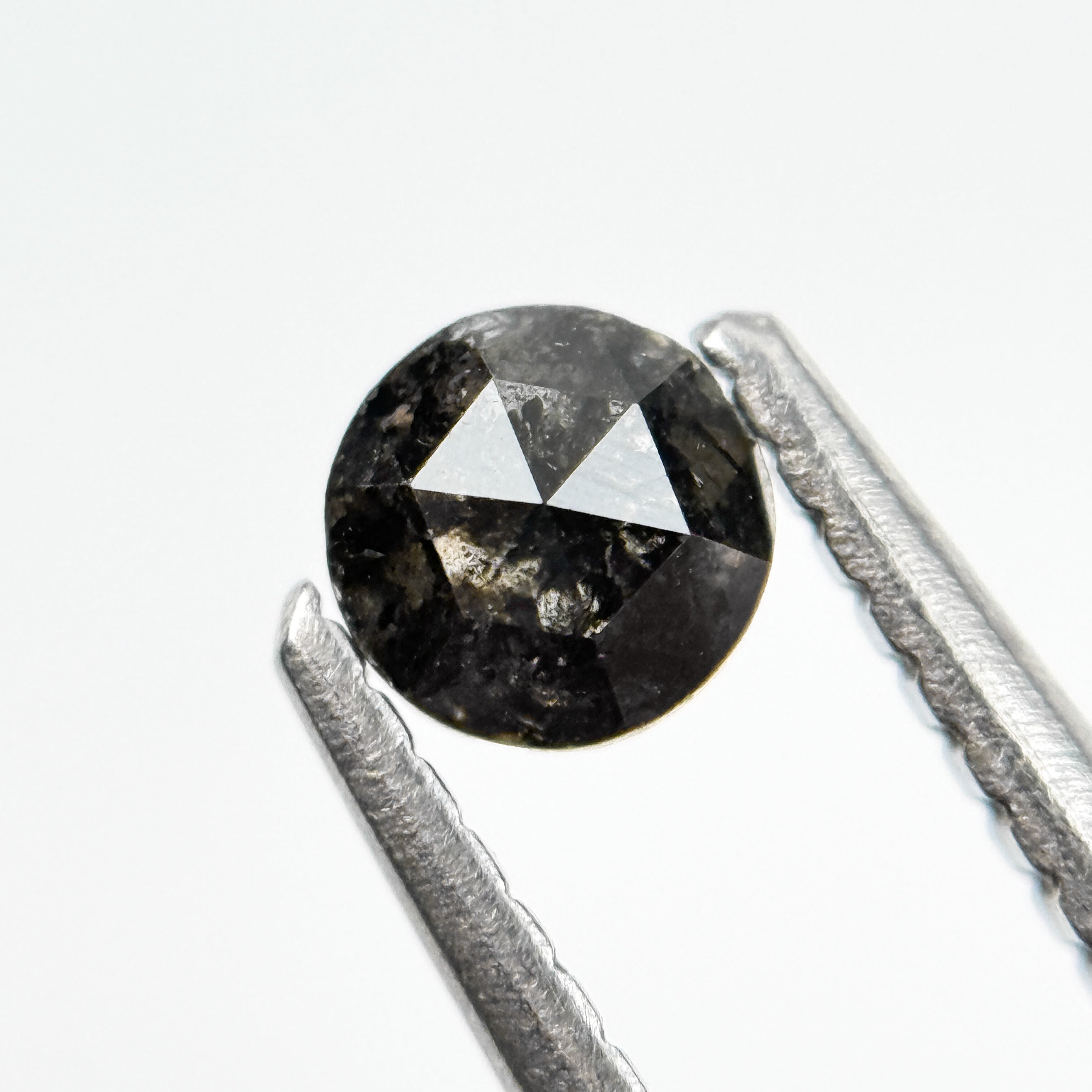 0.36 Ct Round Rose Cut Grey Salt and Pepper Natural Diamond