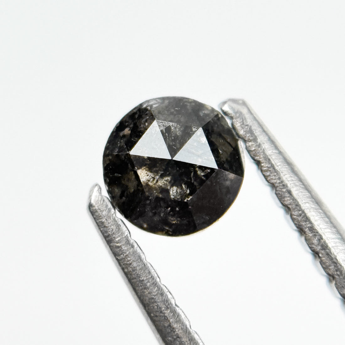 0.36 Ct Round Rose Cut Grey Salt and Pepper Natural Diamond