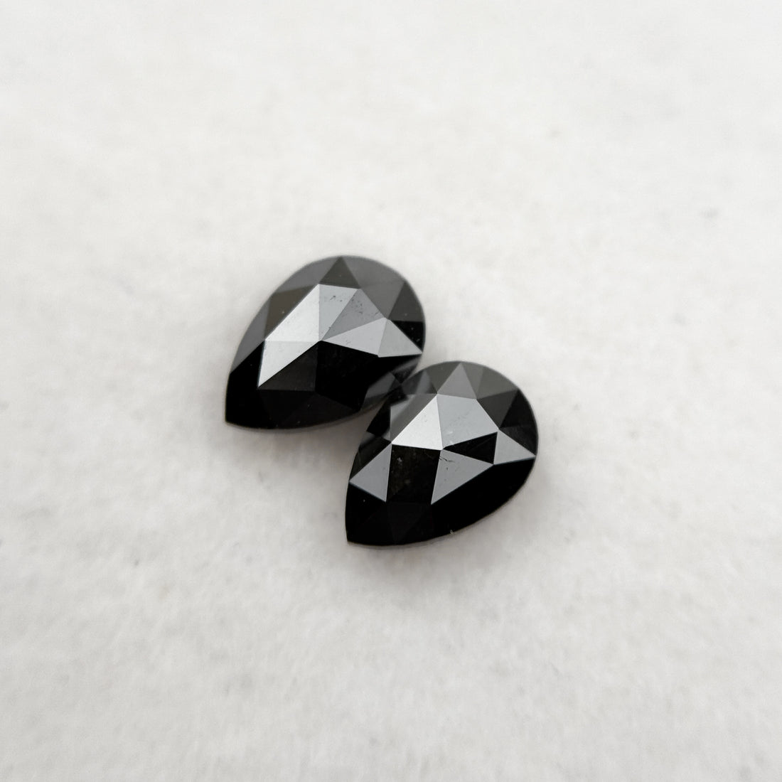 0.70 Ct Pear Rose Cut Black Natural Loose Diamond Pair
