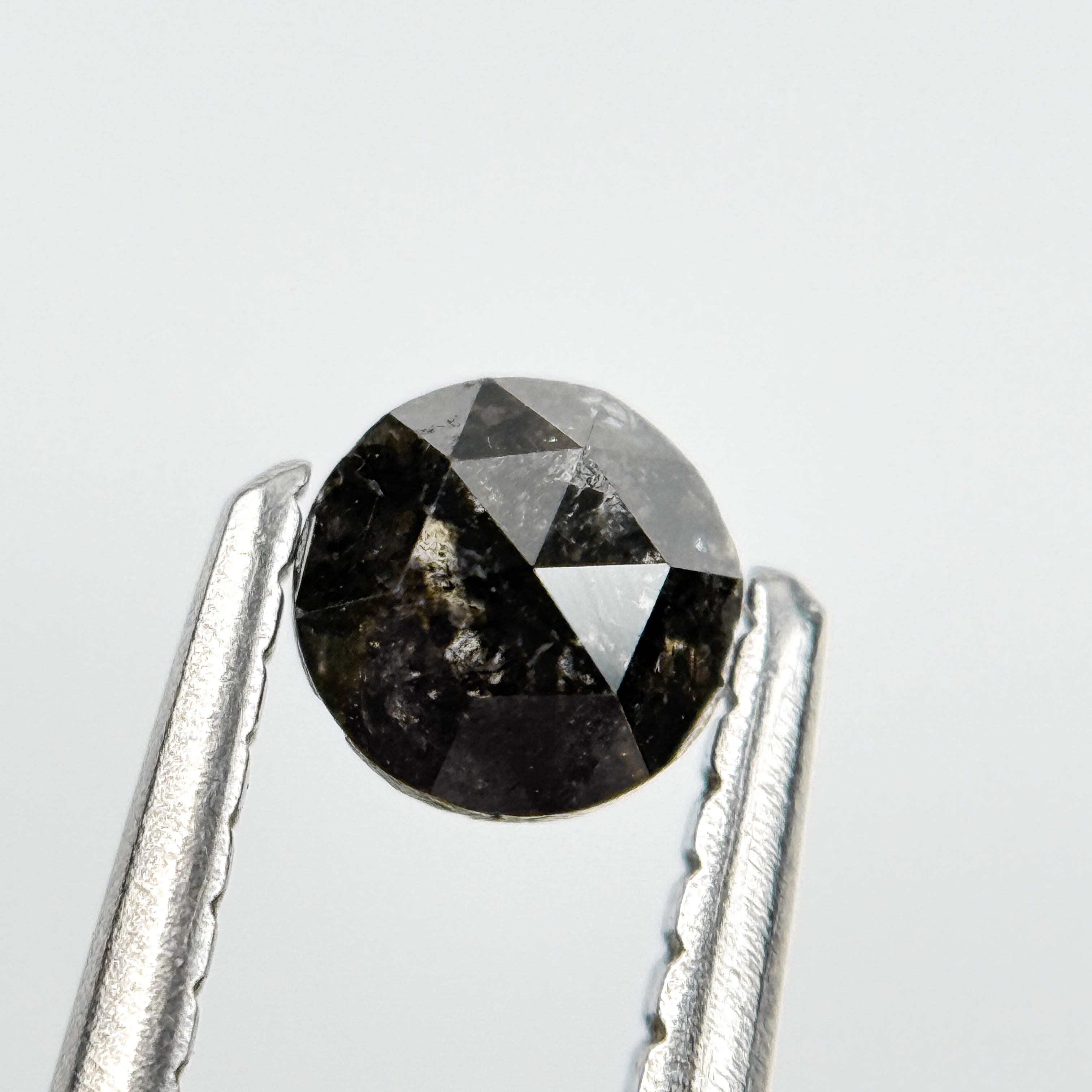 0.36 Ct Round Rose Cut Grey Salt and Pepper Natural Diamond