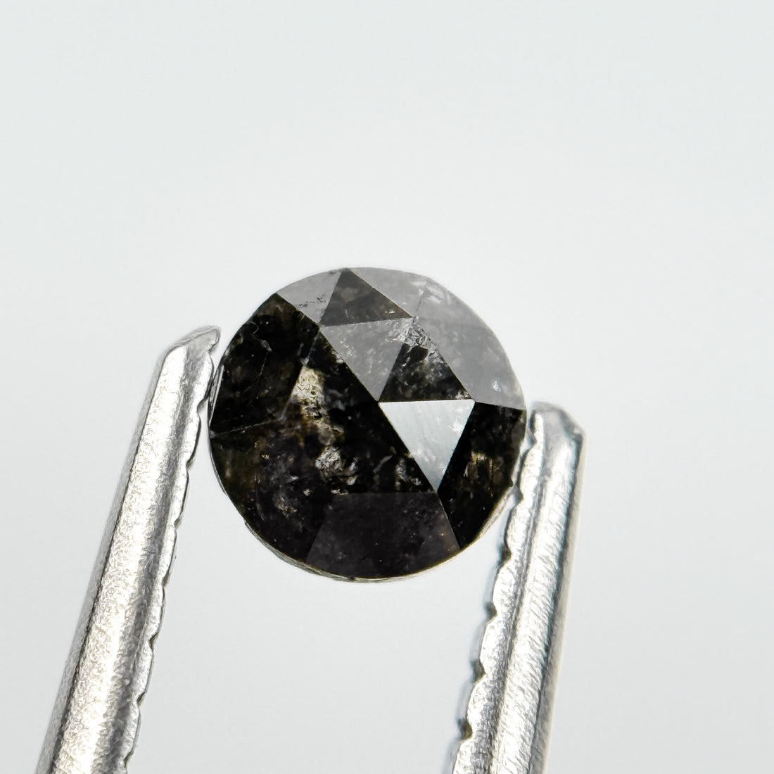 0.36 Ct Round Rose Cut Grey Salt and Pepper Natural Diamond