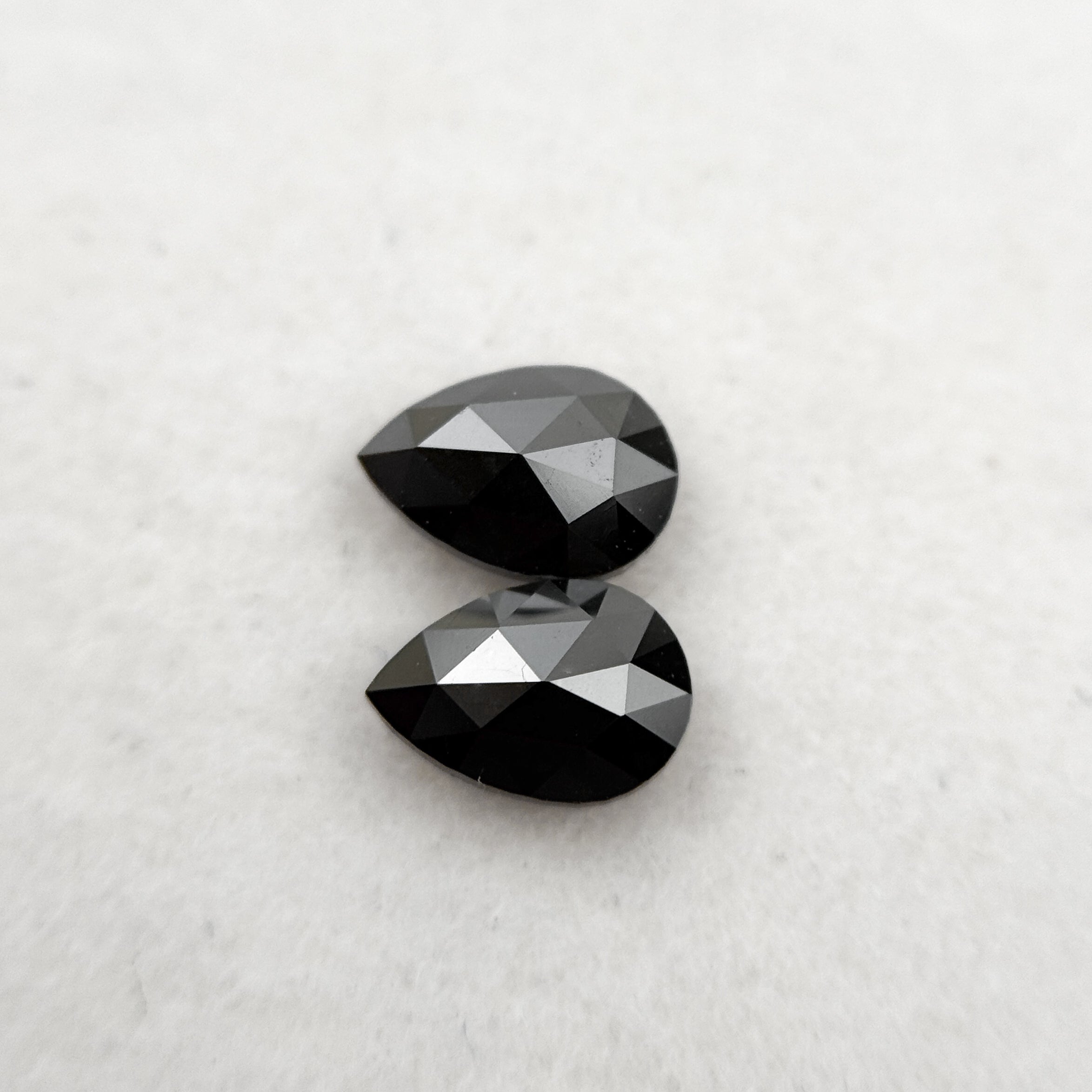 0.70 Ct Pear Rose Cut Black Natural Loose Diamond Pair