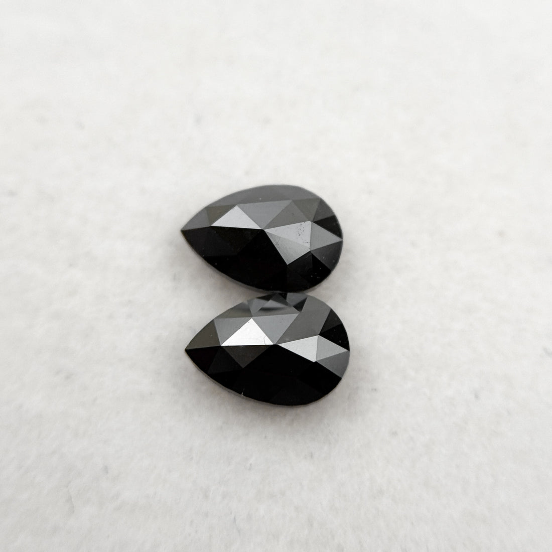 0.70 Ct Pear Rose Cut Black Natural Loose Diamond Pair