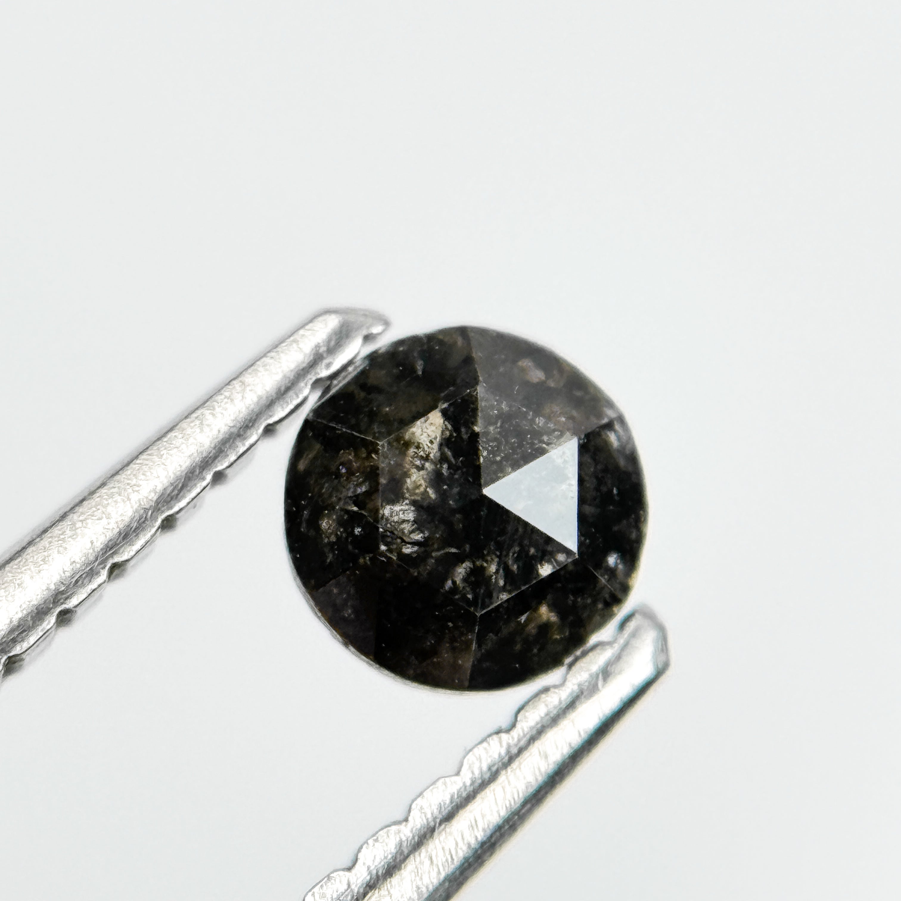 0.36 Ct Round Rose Cut Grey Salt and Pepper Natural Diamond