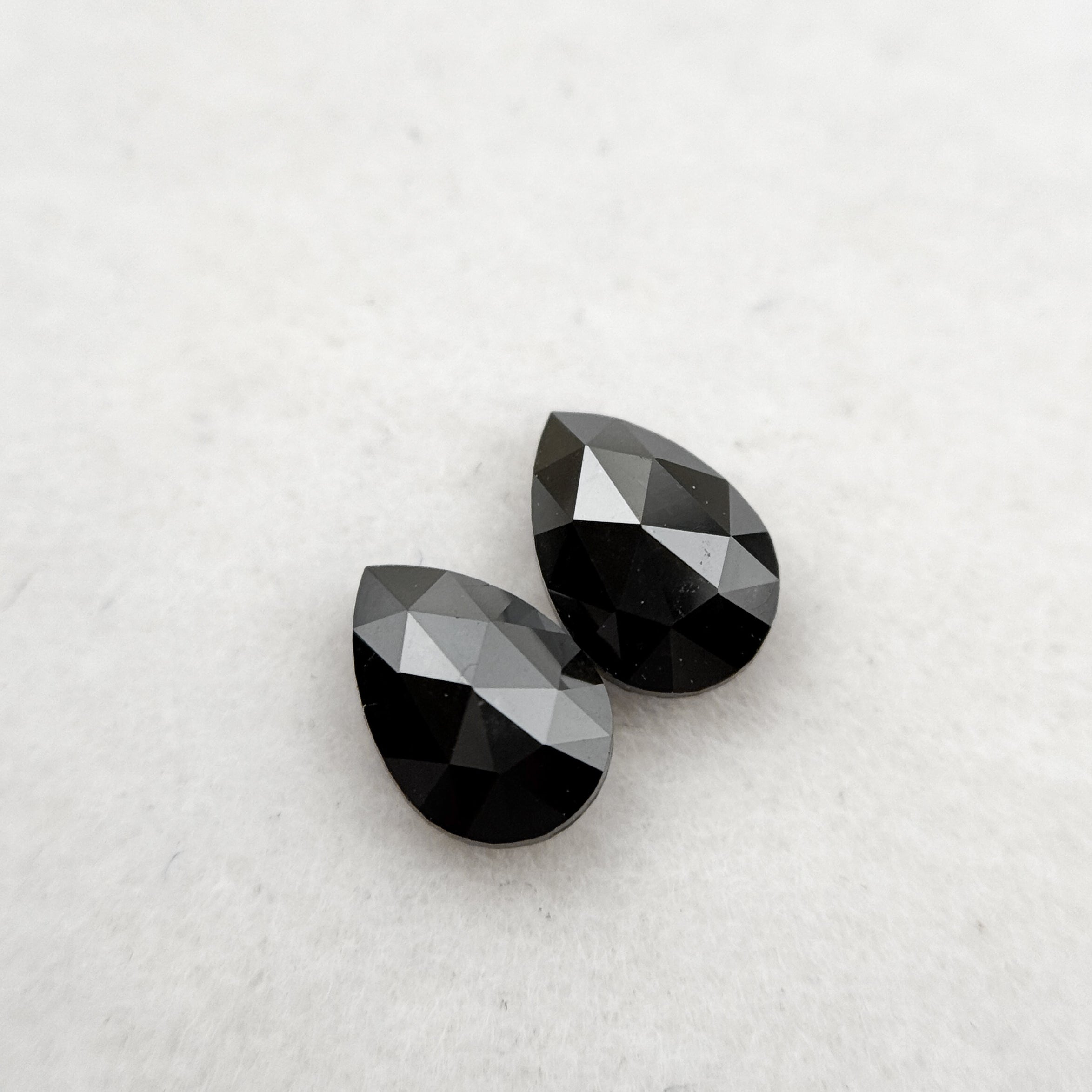0.70 Ct Pear Rose Cut Black Natural Loose Diamond Pair