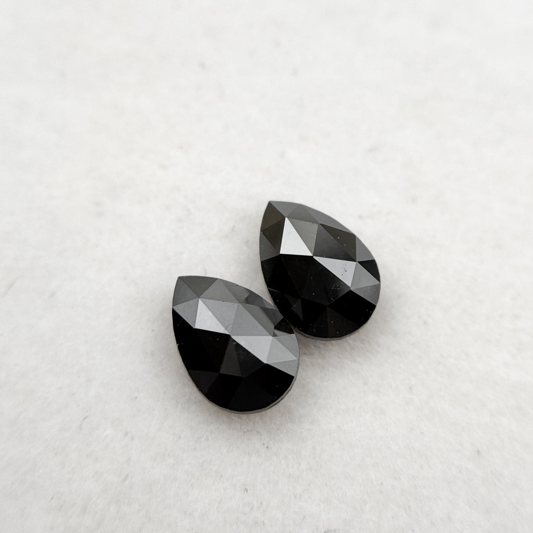 0.70 Ct Pear Rose Cut Black Natural Loose Diamond Pair