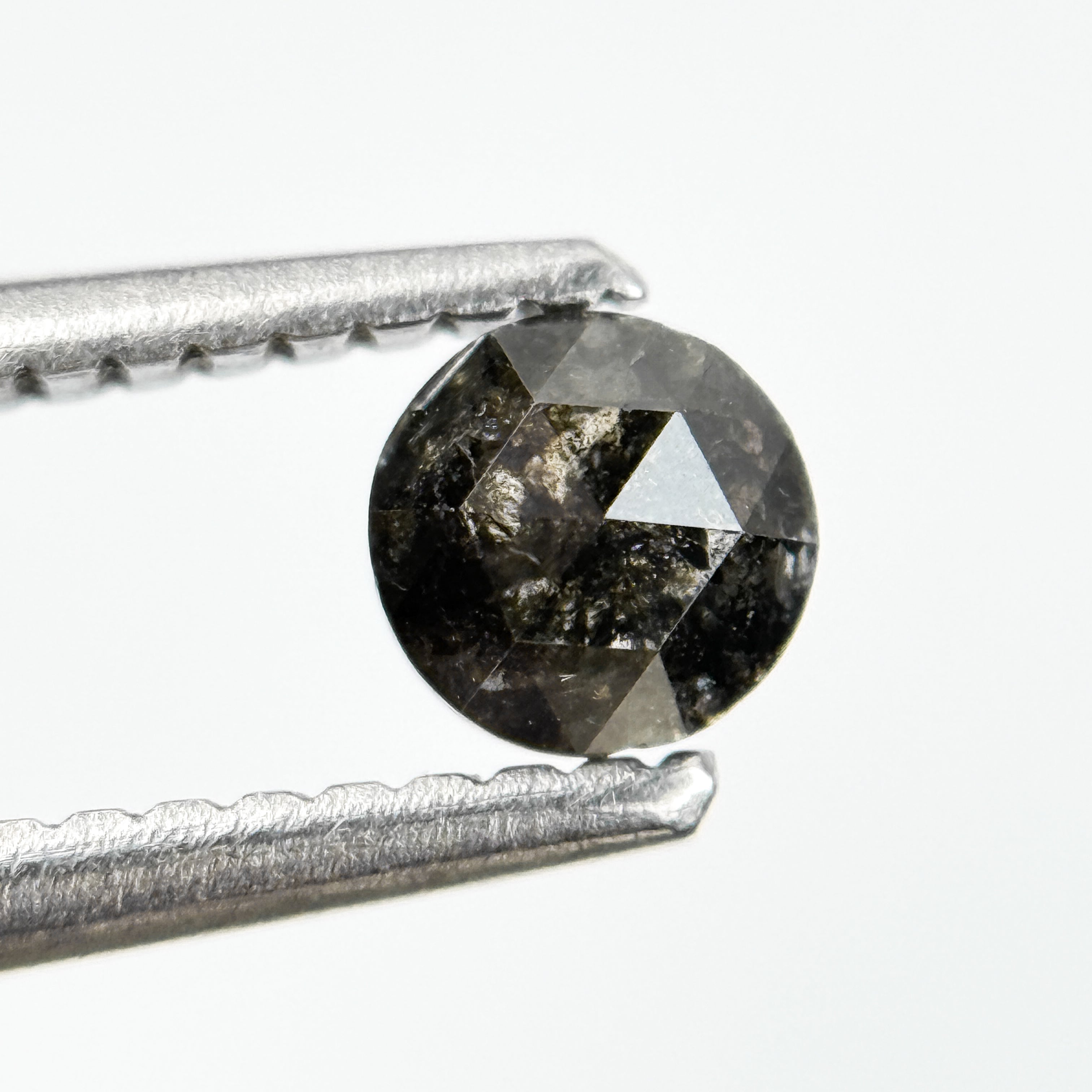 0.36 Ct Round Rose Cut Grey Salt and Pepper Natural Diamond