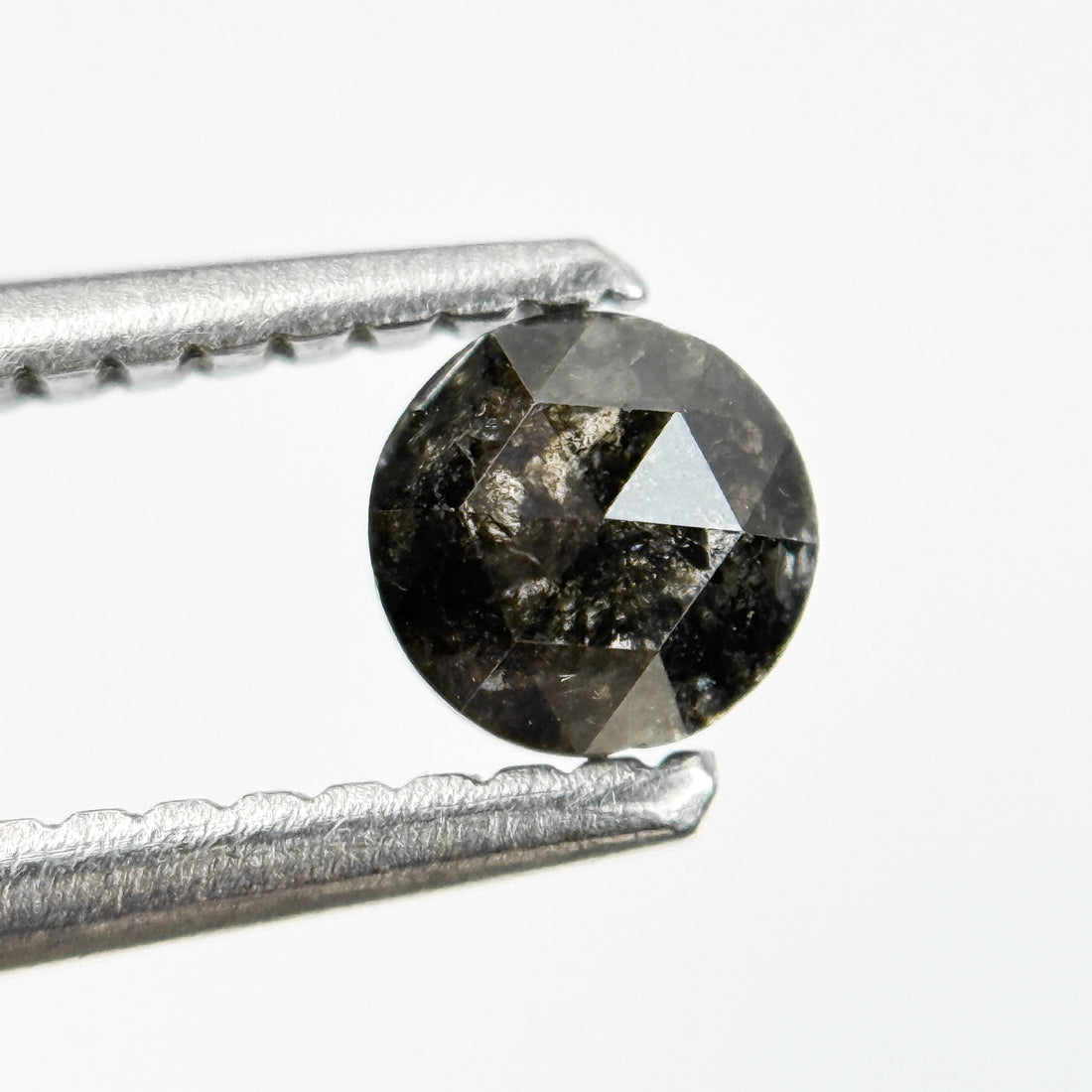 0.36 Ct Round Rose Cut Grey Salt and Pepper Natural Diamond