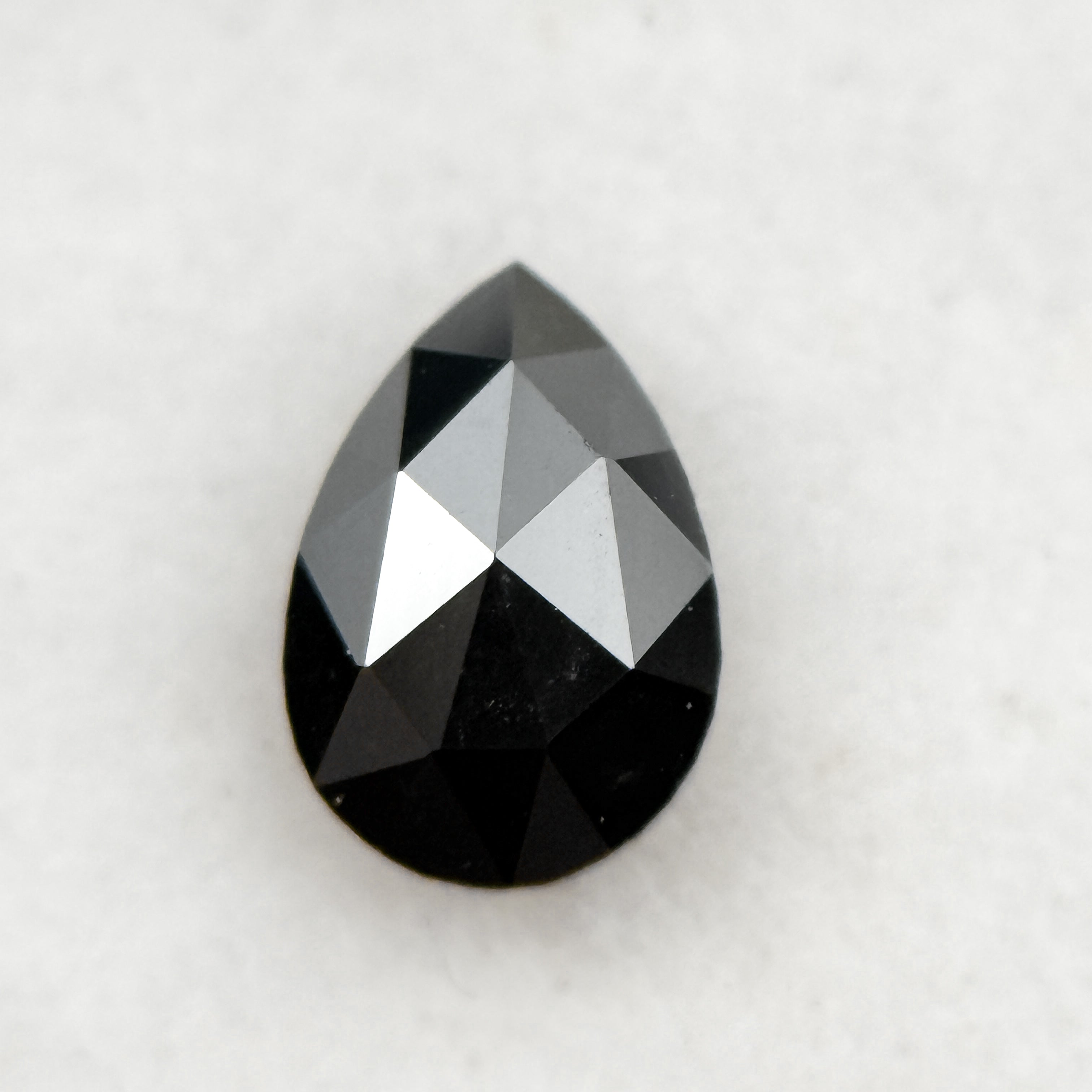 0.40 Ct Pear Rose Cut Black Natural Fancy Diamond