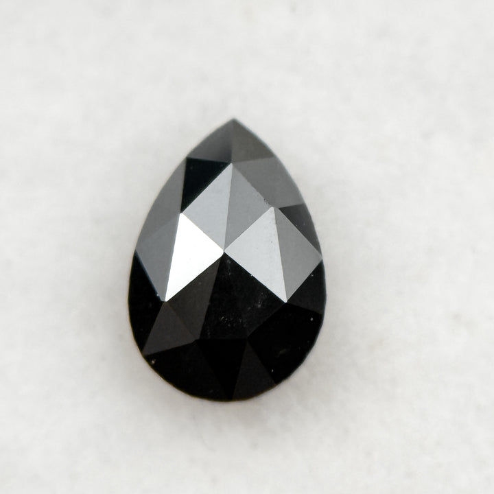0.40 Ct Pear Rose Cut Black Natural Fancy Diamond