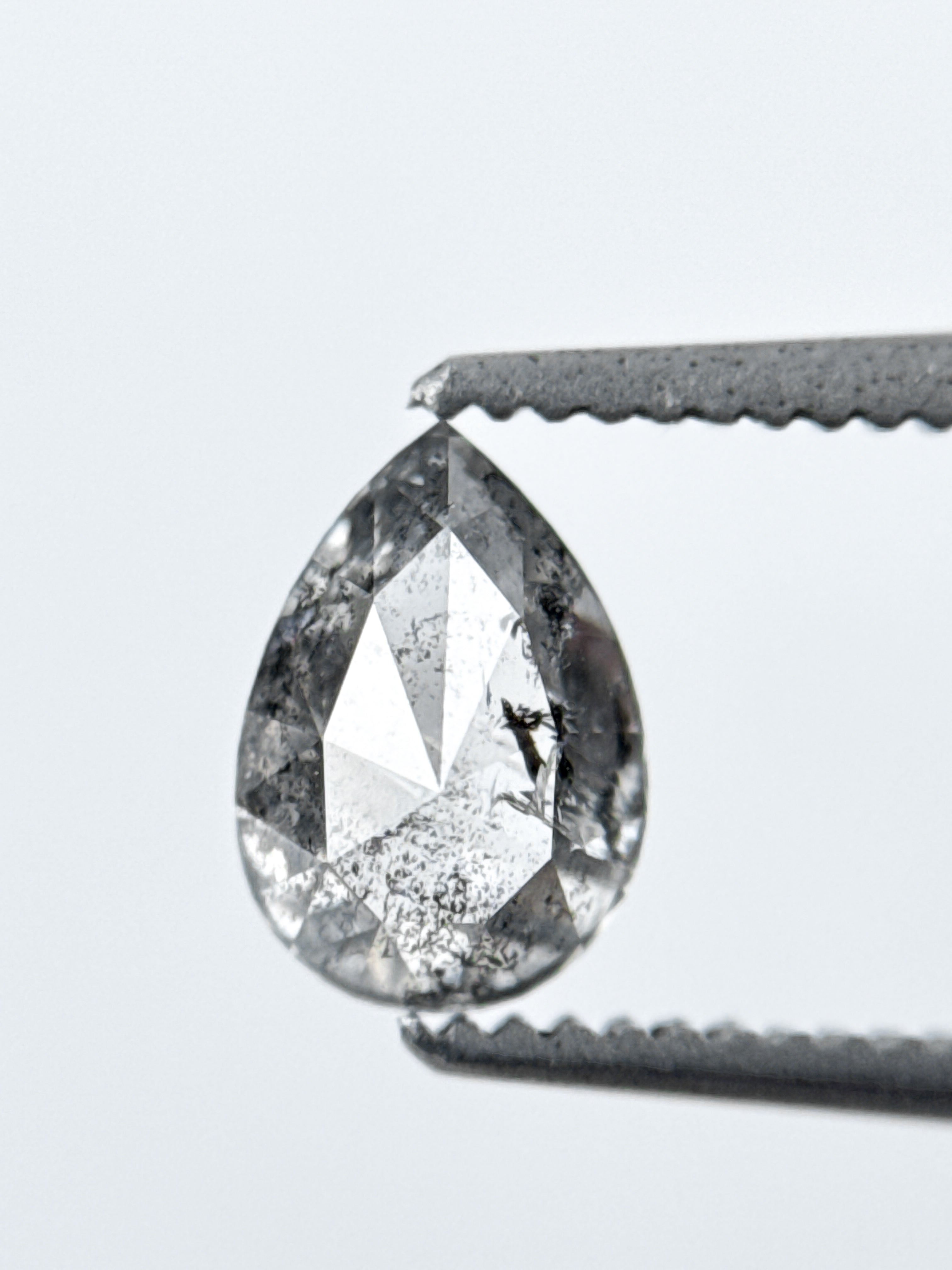 0.85 Ct Pear Rose Cut Grey Natural Galaxy Diamond