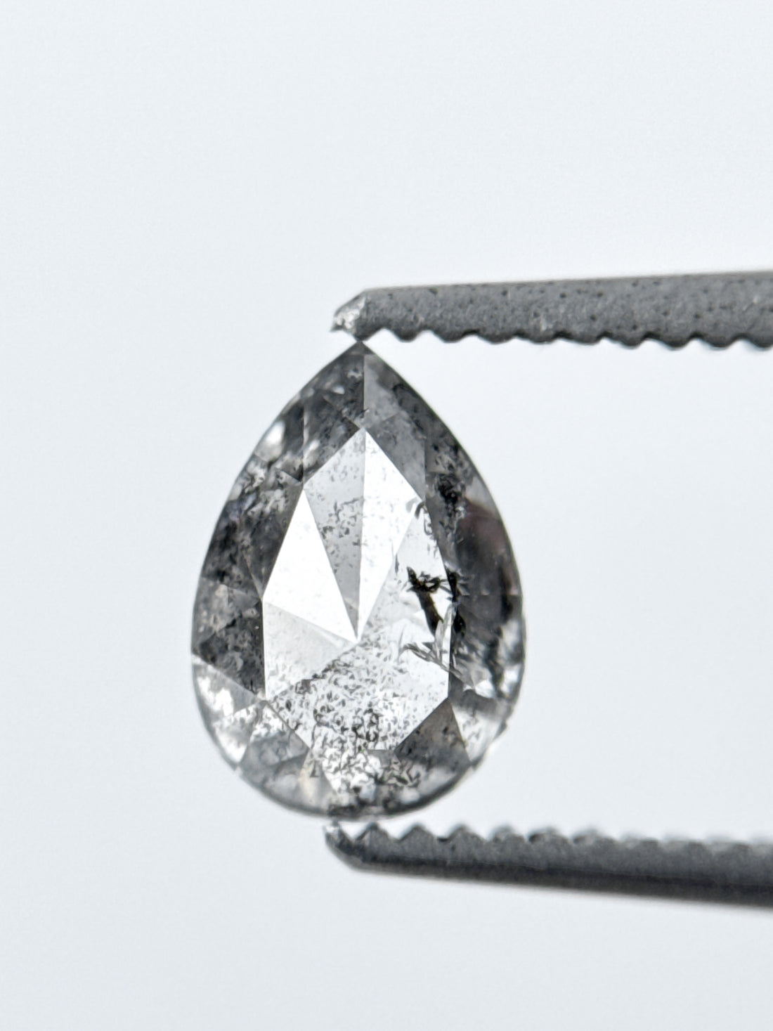 0.85 Ct Pear Rose Cut Grey Natural Galaxy Diamond