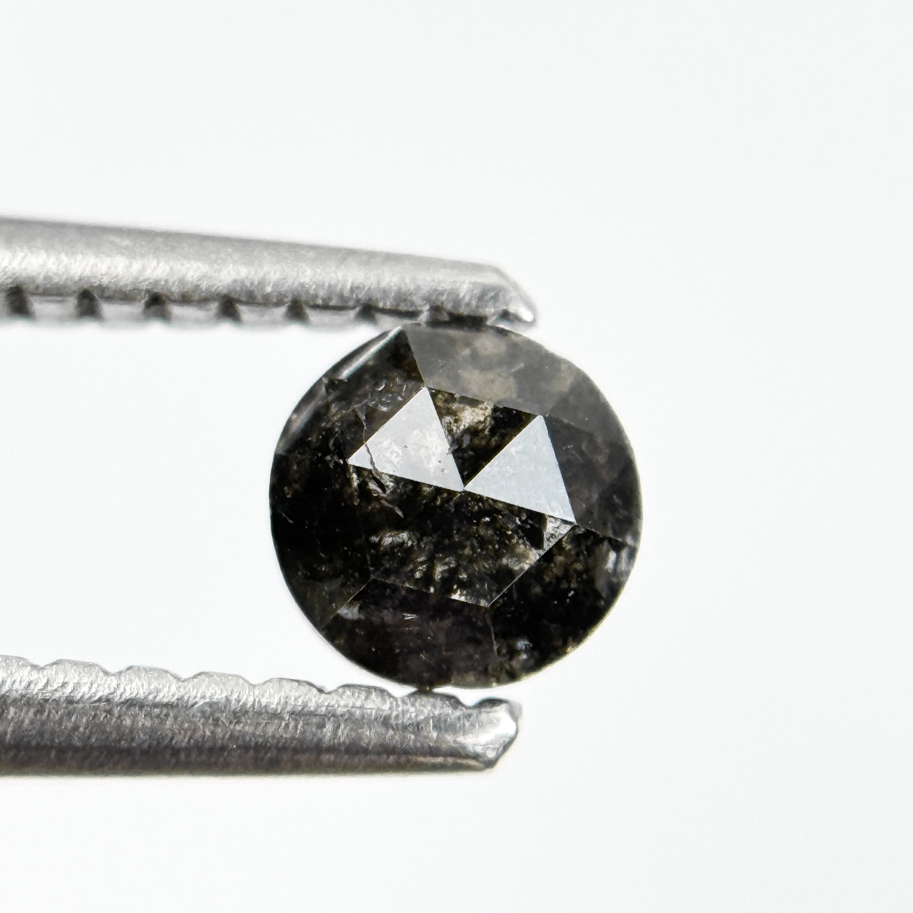 0.36 Ct Round Rose Cut Grey Salt and Pepper Natural Diamond
