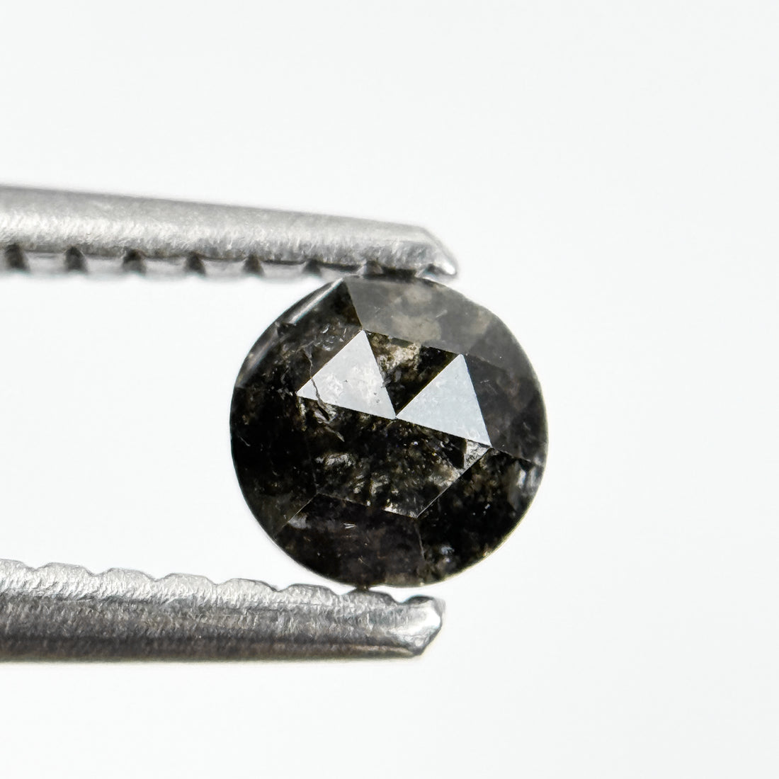 0.36 Ct Round Rose Cut Grey Salt and Pepper Natural Diamond