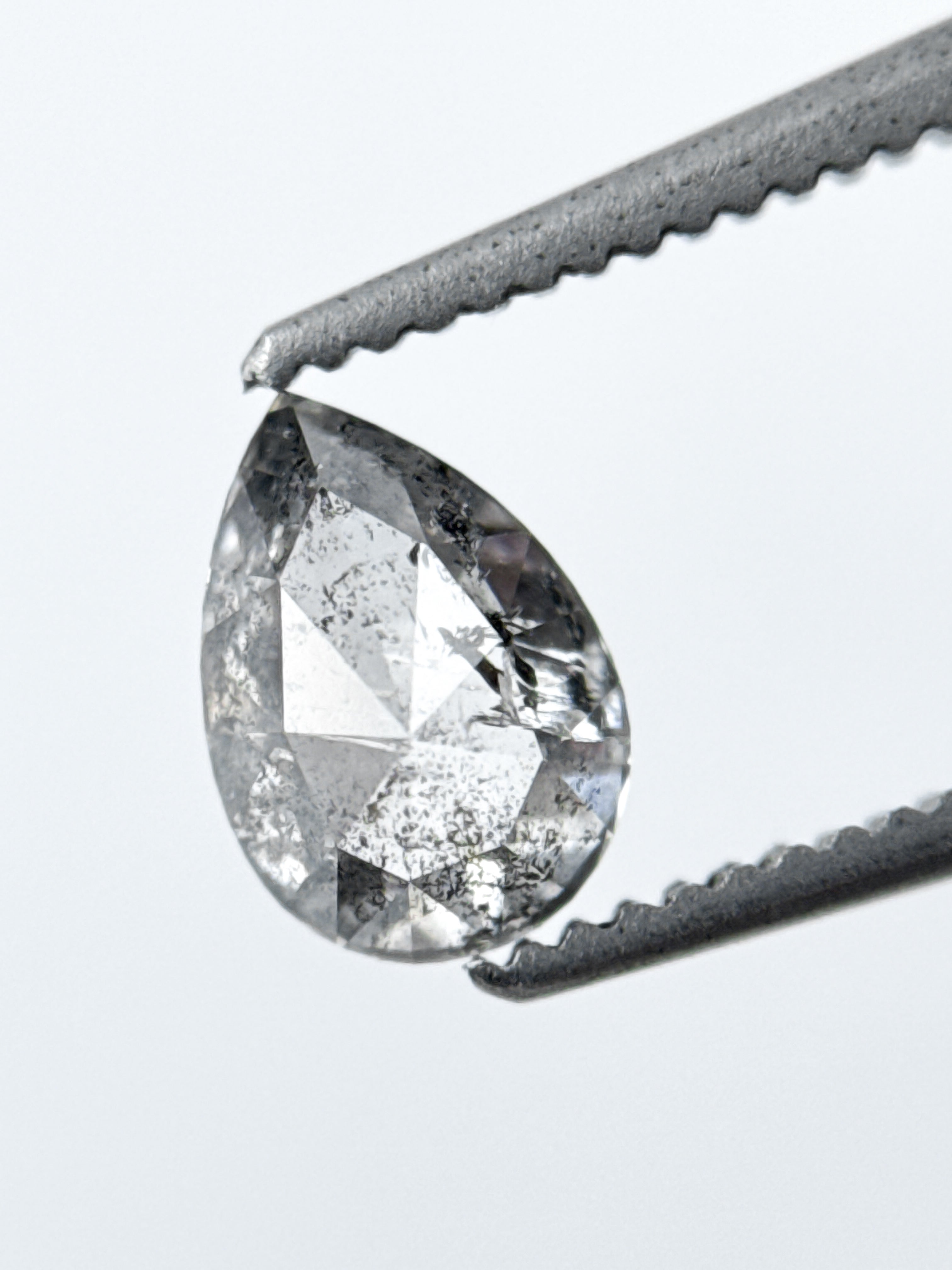 0.85 Ct Pear Rose Cut Grey Natural Galaxy Diamond