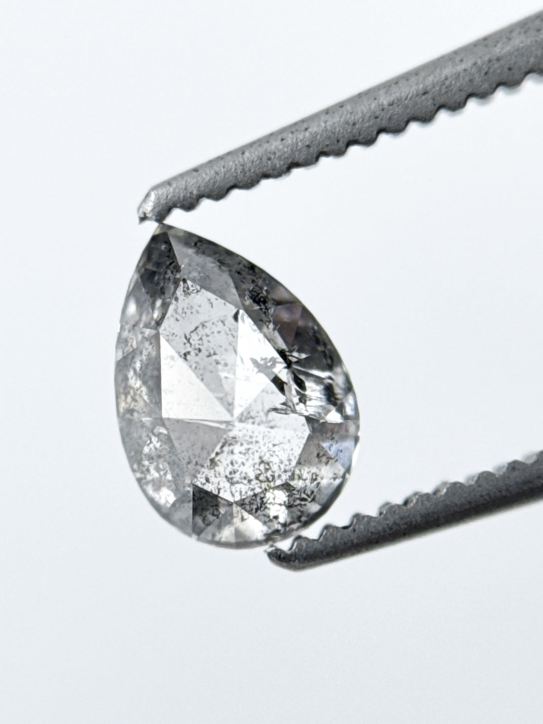 0.85 Ct Pear Rose Cut Grey Natural Galaxy Diamond