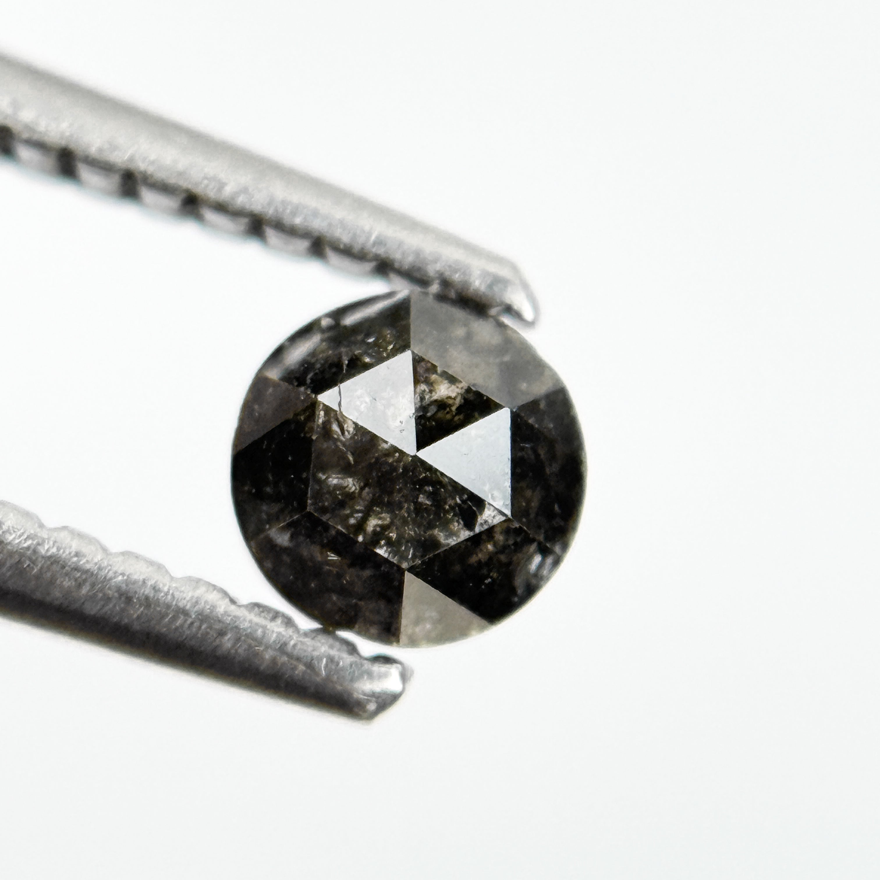 0.36 Ct Round Rose Cut Grey Salt and Pepper Natural Diamond