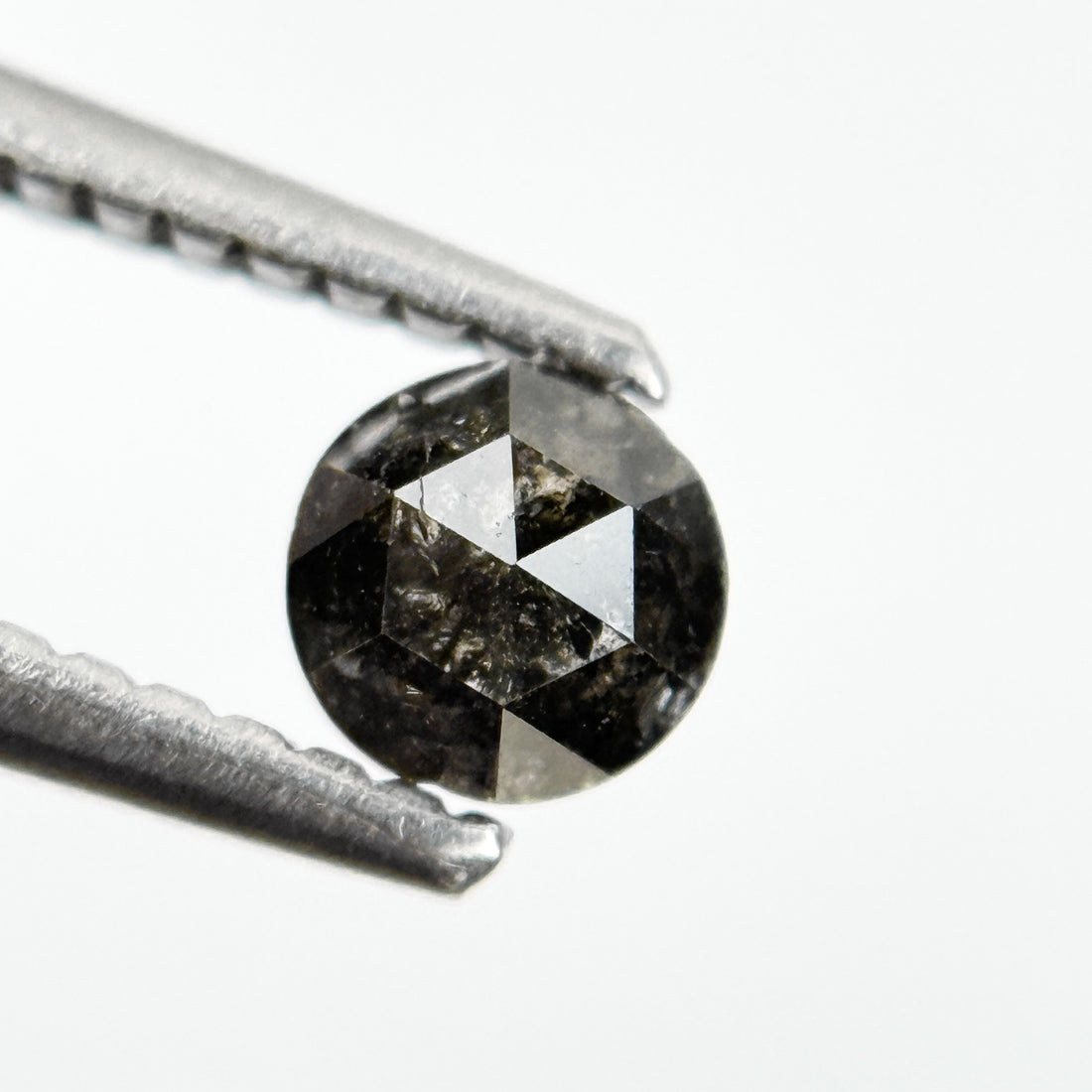 0.36 Ct Round Rose Cut Grey Salt and Pepper Natural Diamond