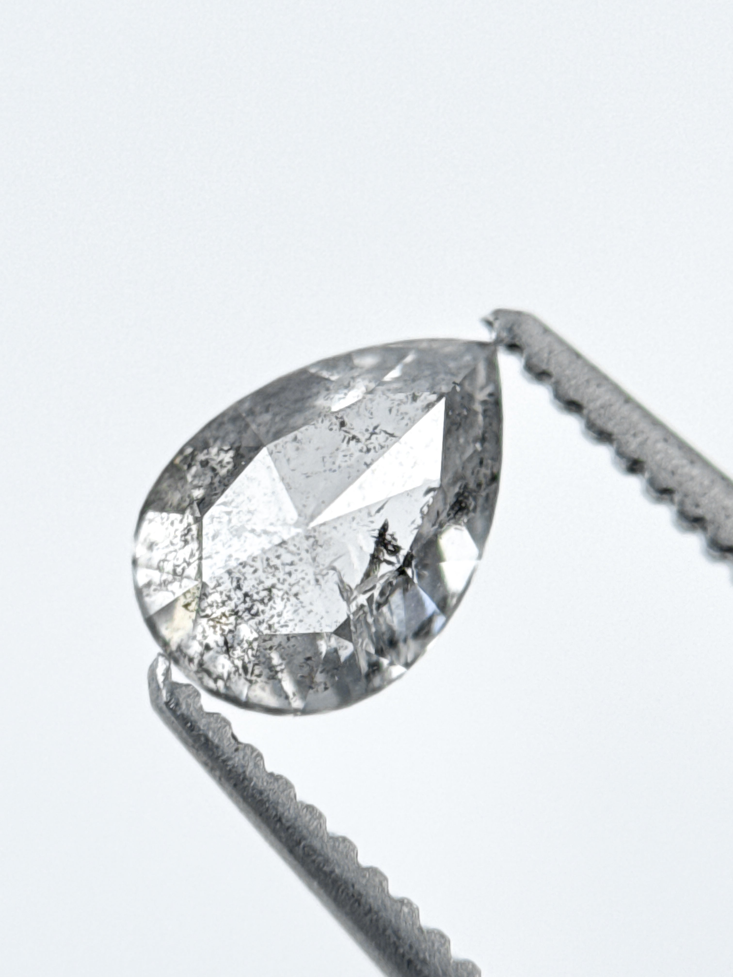 0.85 Ct Pear Rose Cut Grey Natural Galaxy Diamond