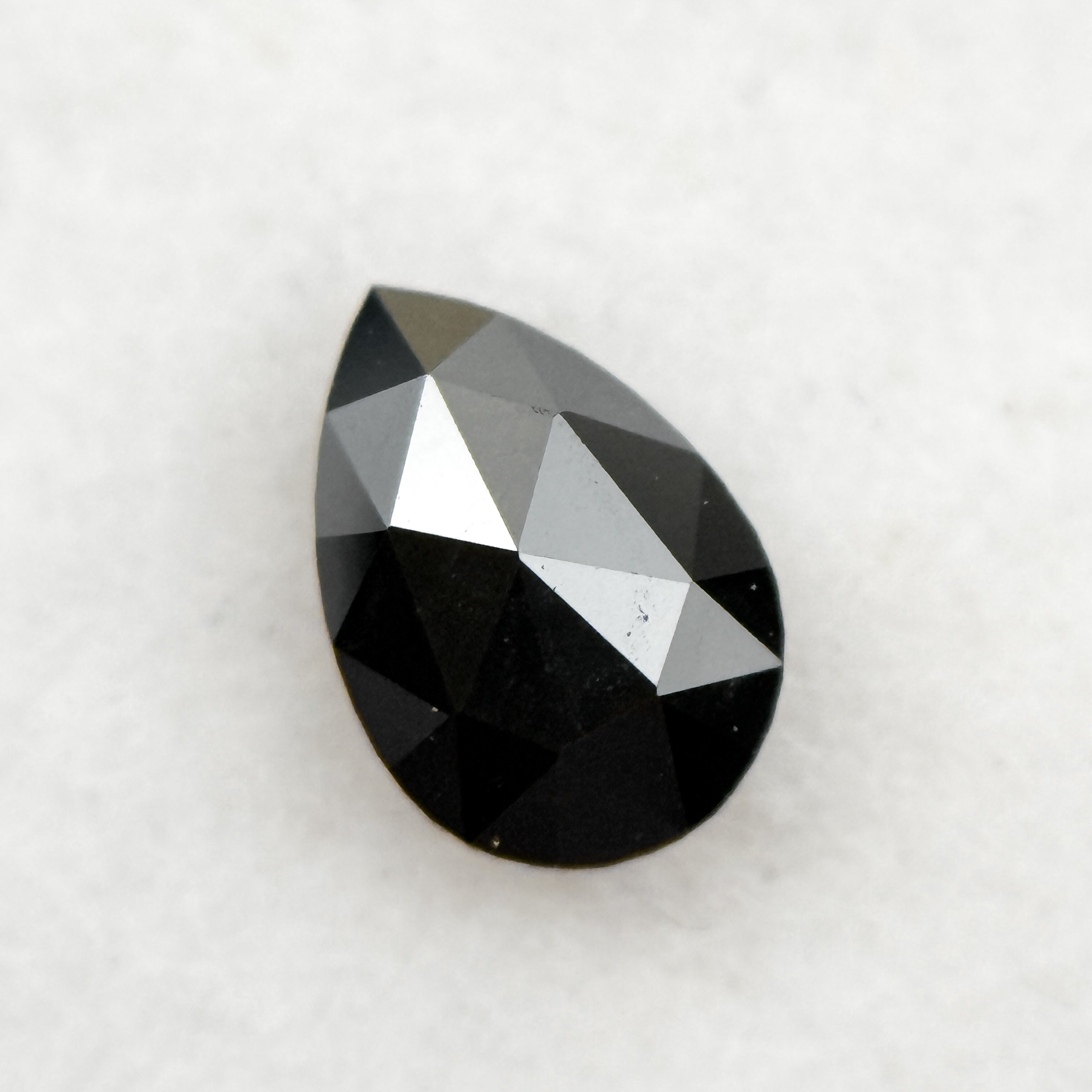 0.40 Ct Pear Rose Cut Black Natural Fancy Diamond