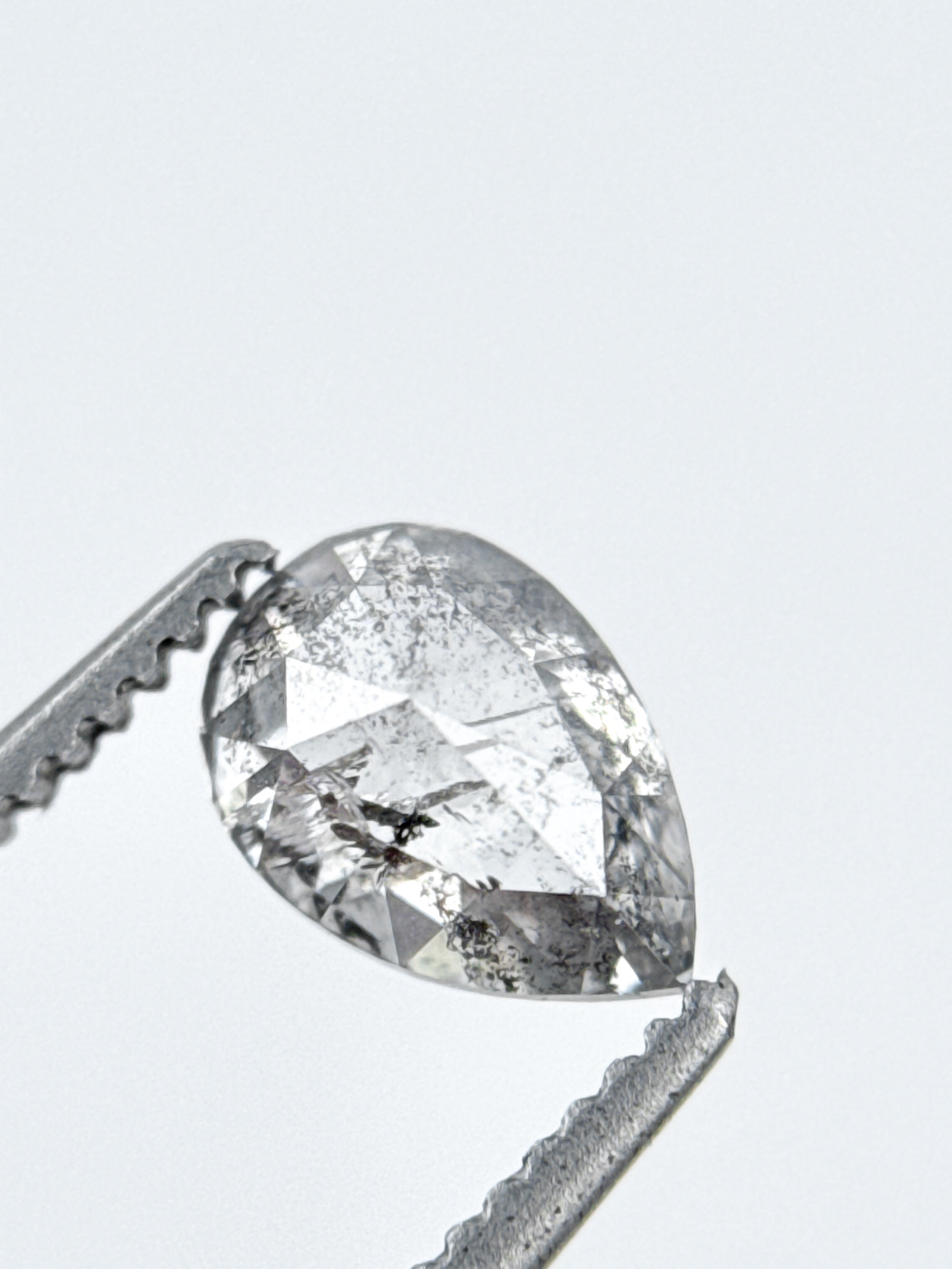 0.85 Ct Pear Rose Cut Grey Natural Galaxy Diamond