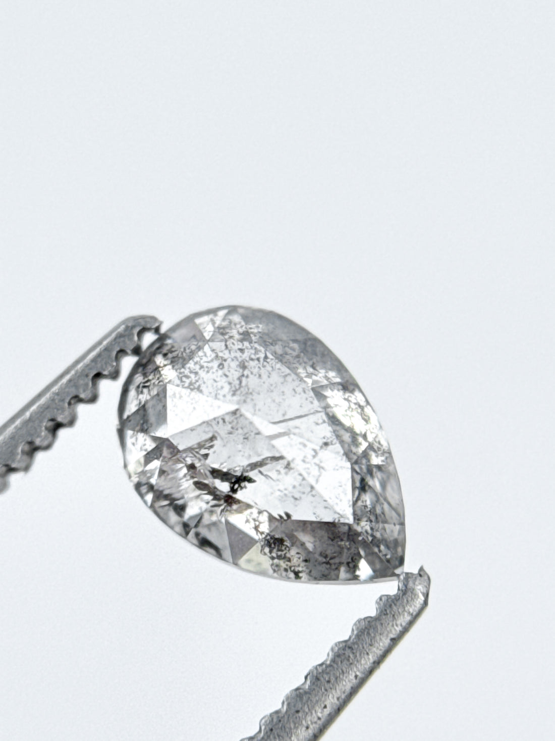0.85 Ct Pear Rose Cut Grey Natural Galaxy Diamond