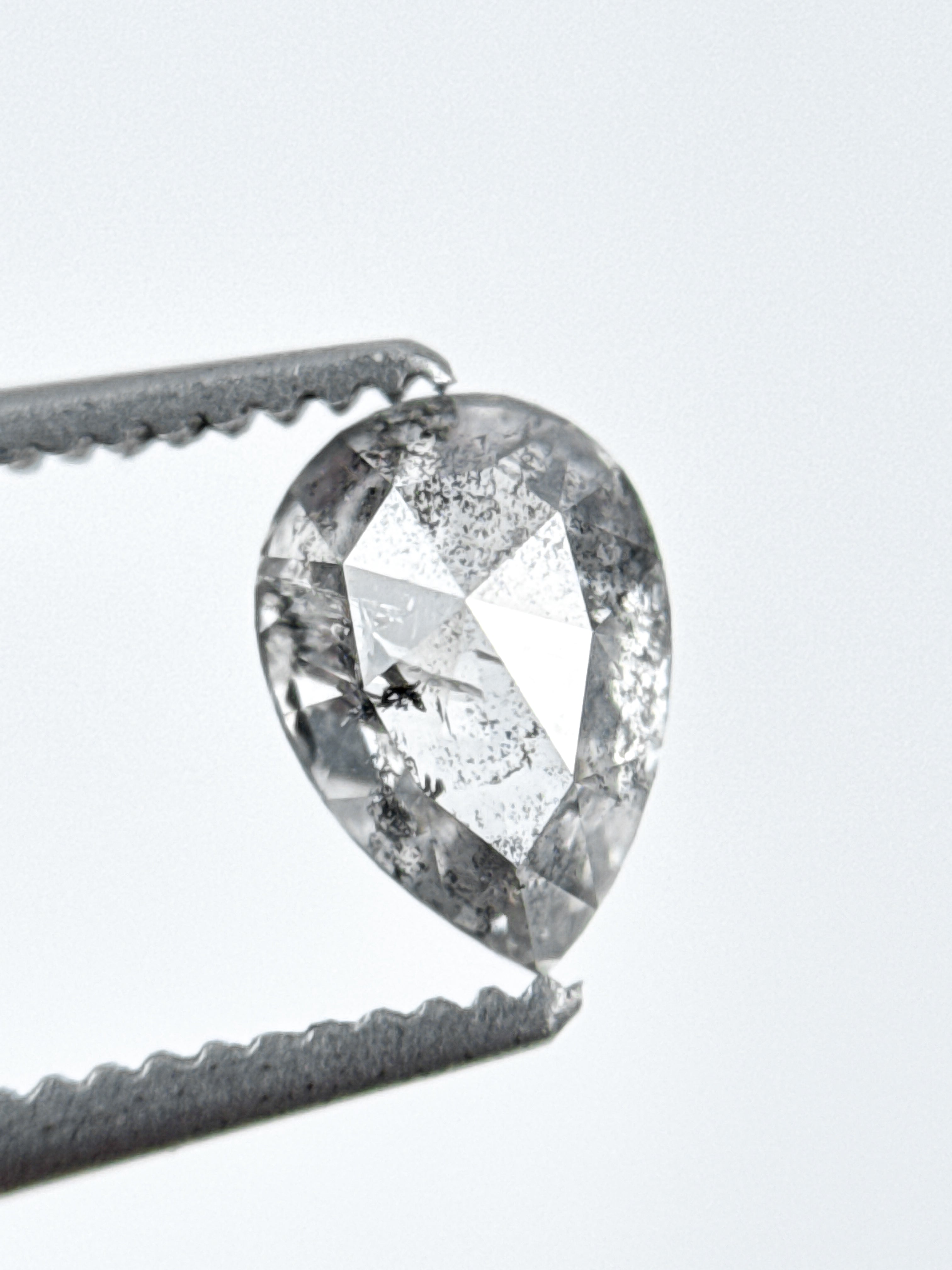 0.85 Ct Pear Rose Cut Grey Natural Galaxy Diamond