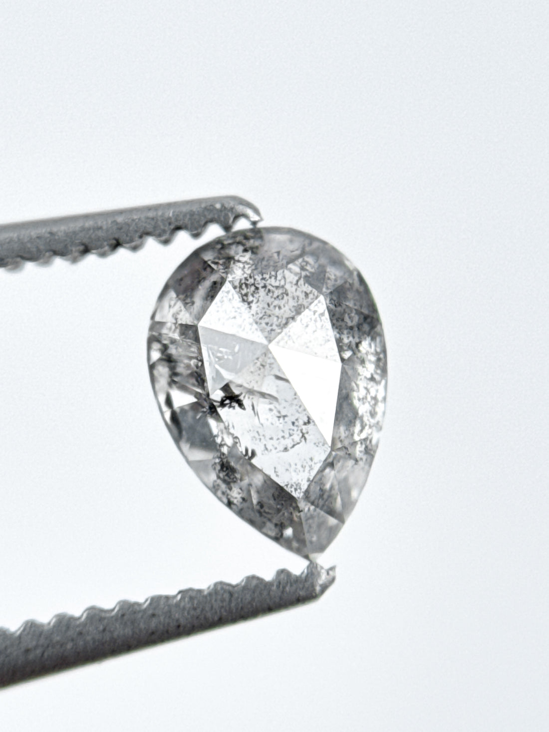 0.85 Ct Pear Rose Cut Grey Natural Galaxy Diamond