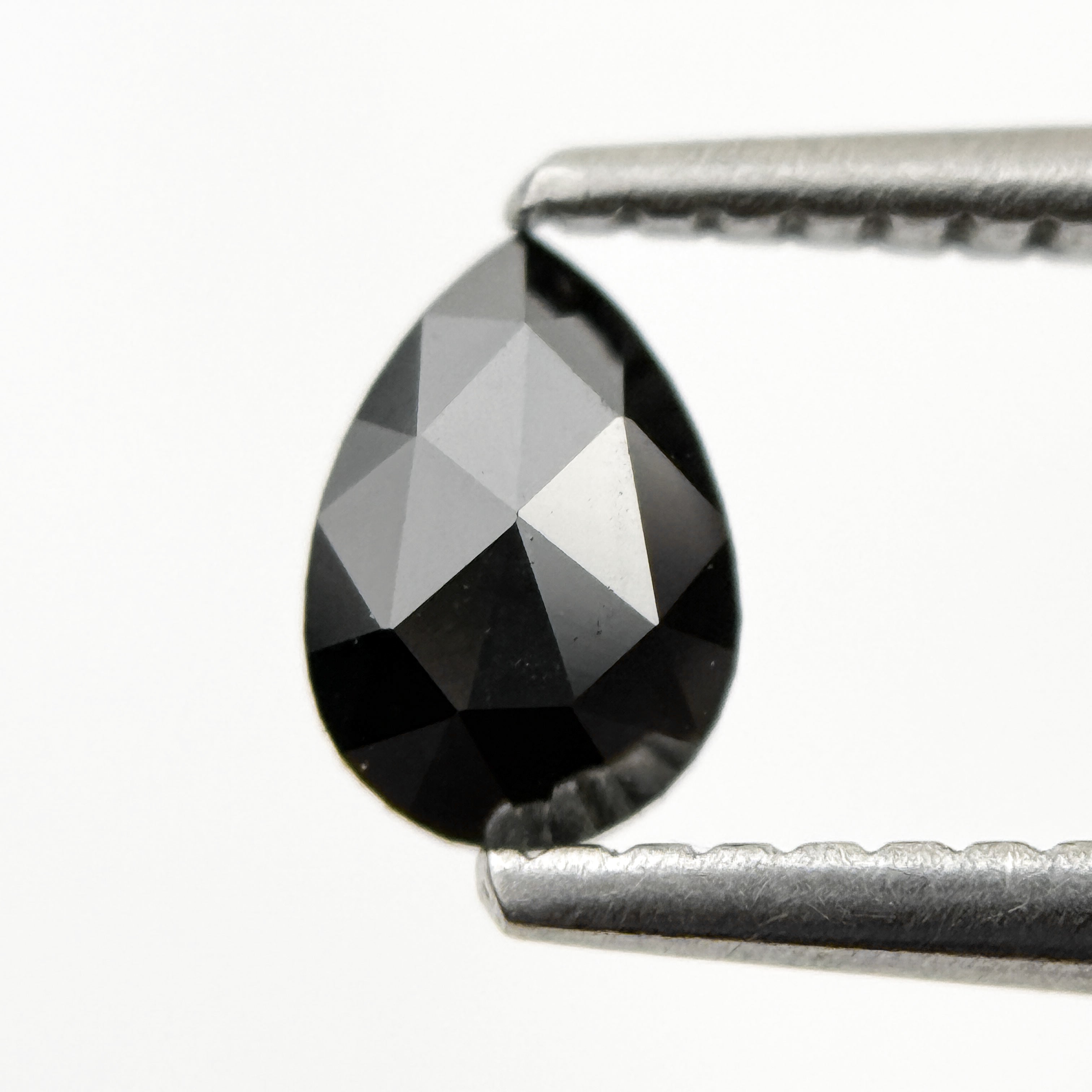 0.40 Ct Pear Rose Cut Black Natural Fancy Diamond