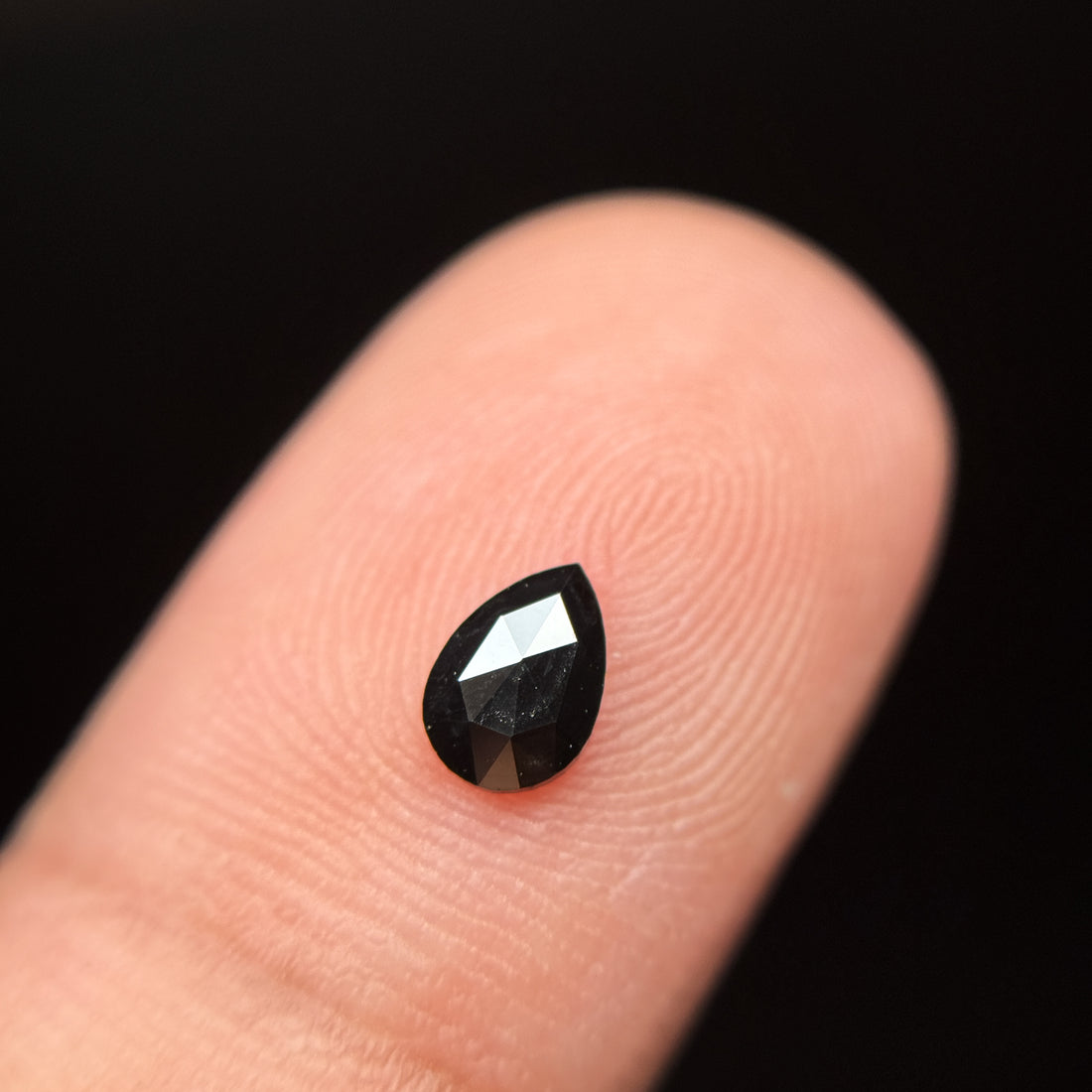 0.40 Ct Pear Rose Cut Black Natural Fancy Diamond