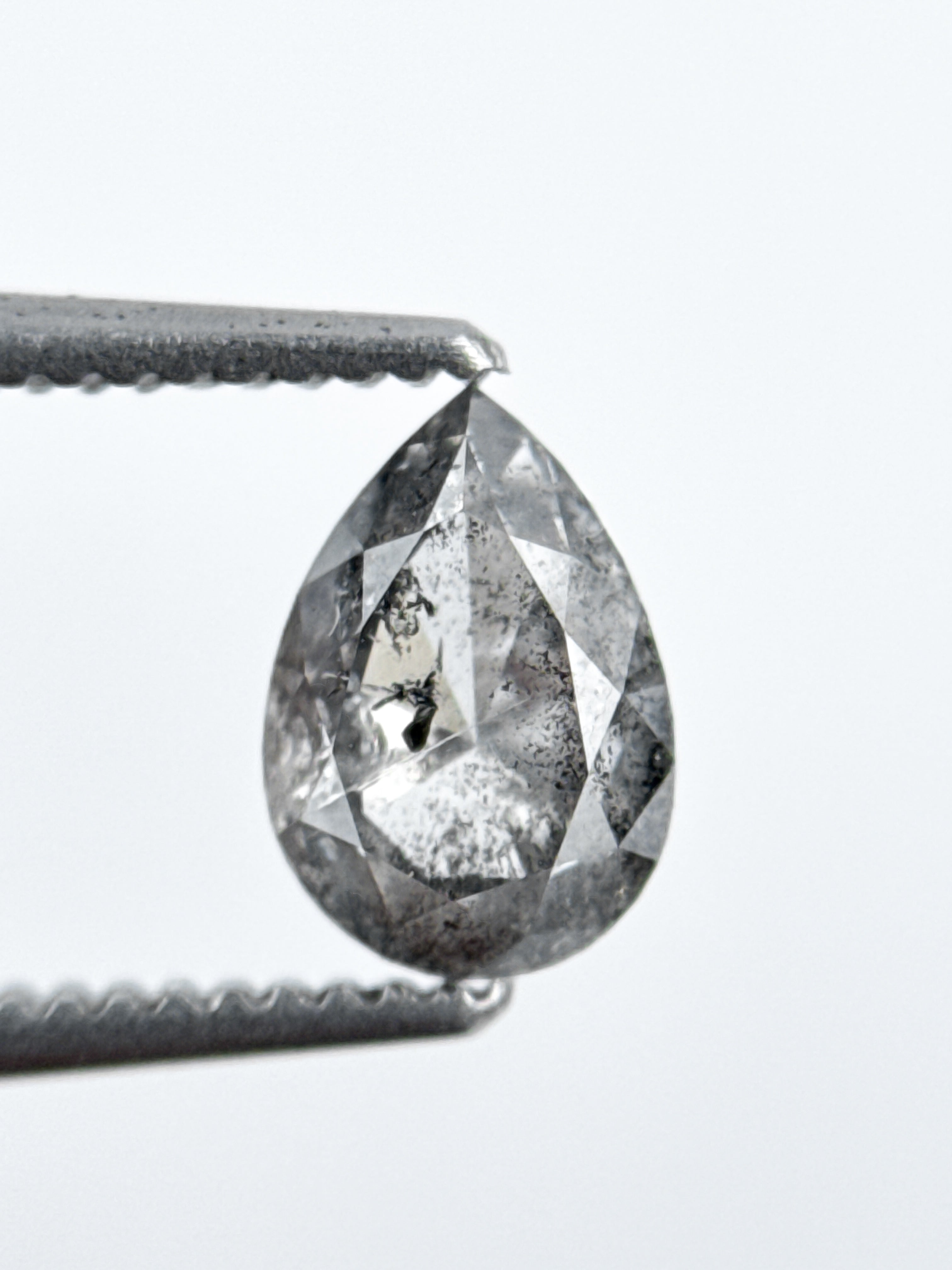 0.85 Ct Pear Rose Cut Grey Natural Galaxy Diamond