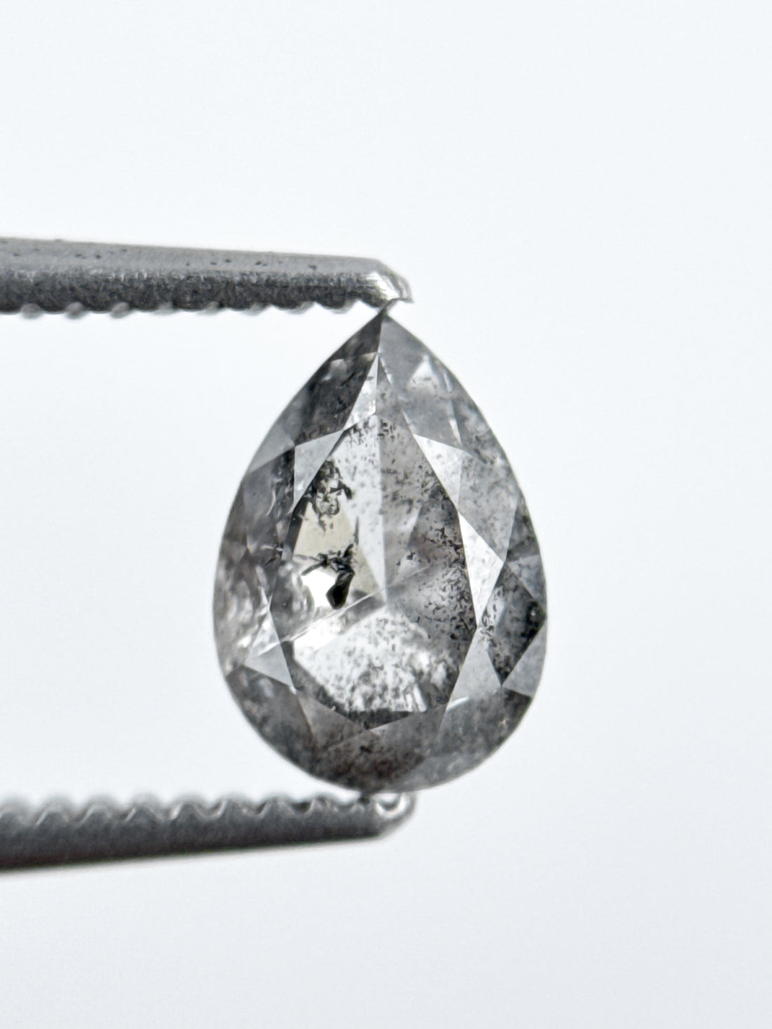 0.85 Ct Pear Rose Cut Grey Natural Galaxy Diamond