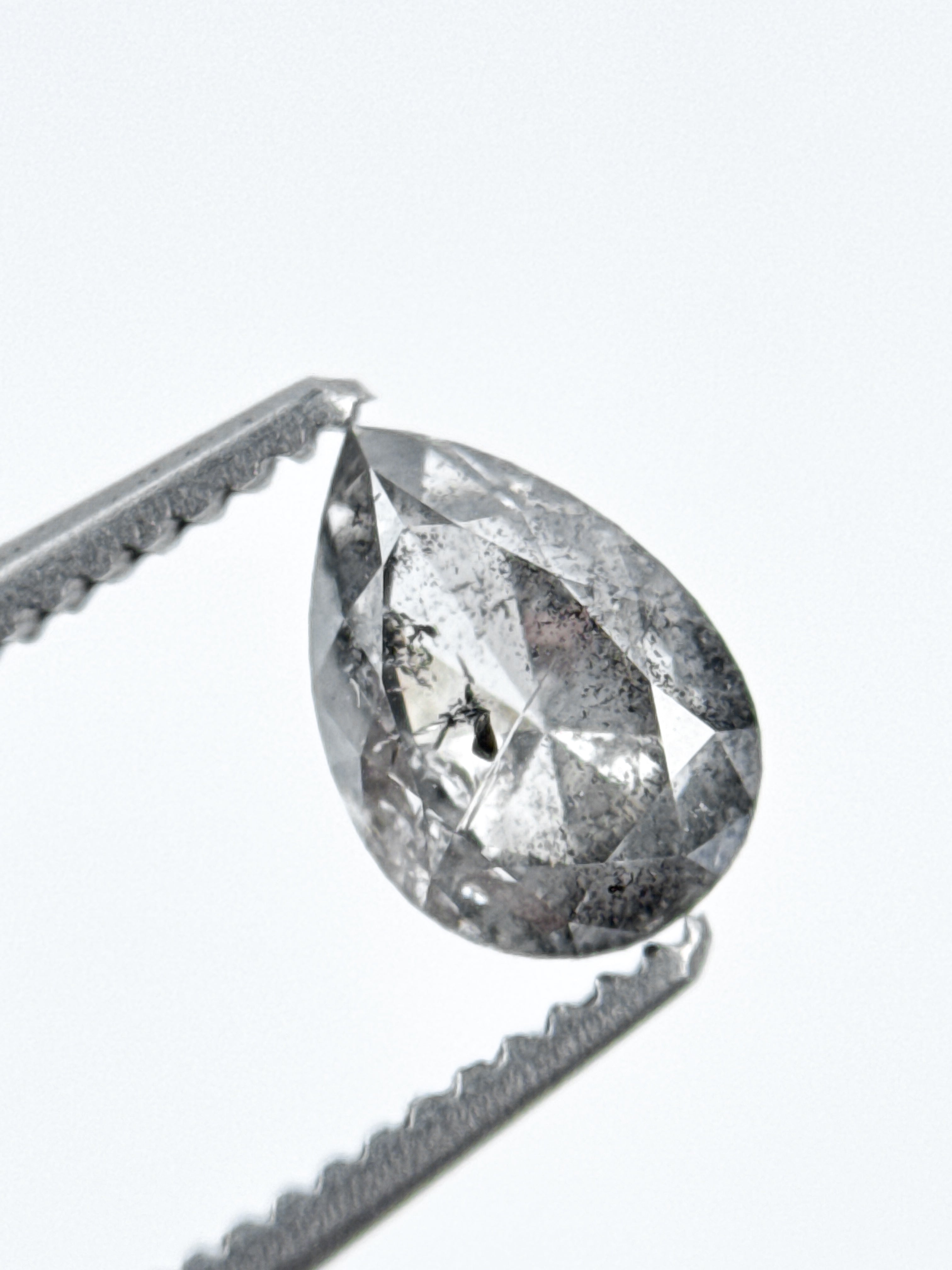 0.85 Ct Pear Rose Cut Grey Natural Galaxy Diamond