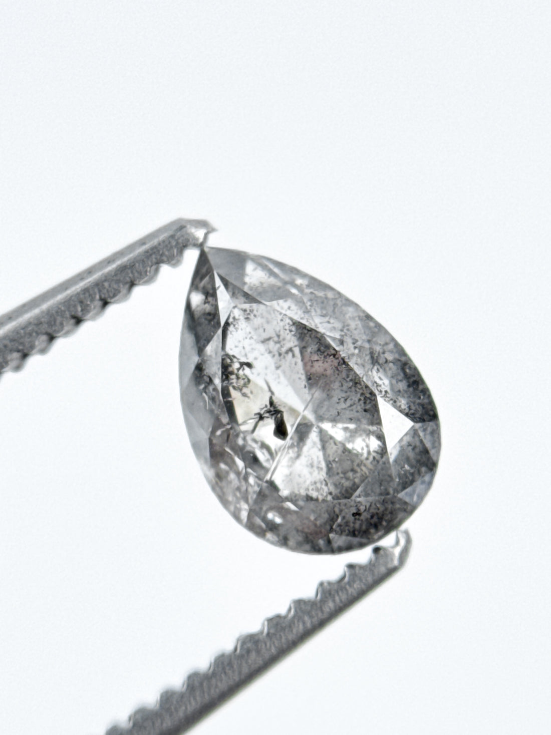 0.85 Ct Pear Rose Cut Grey Natural Galaxy Diamond