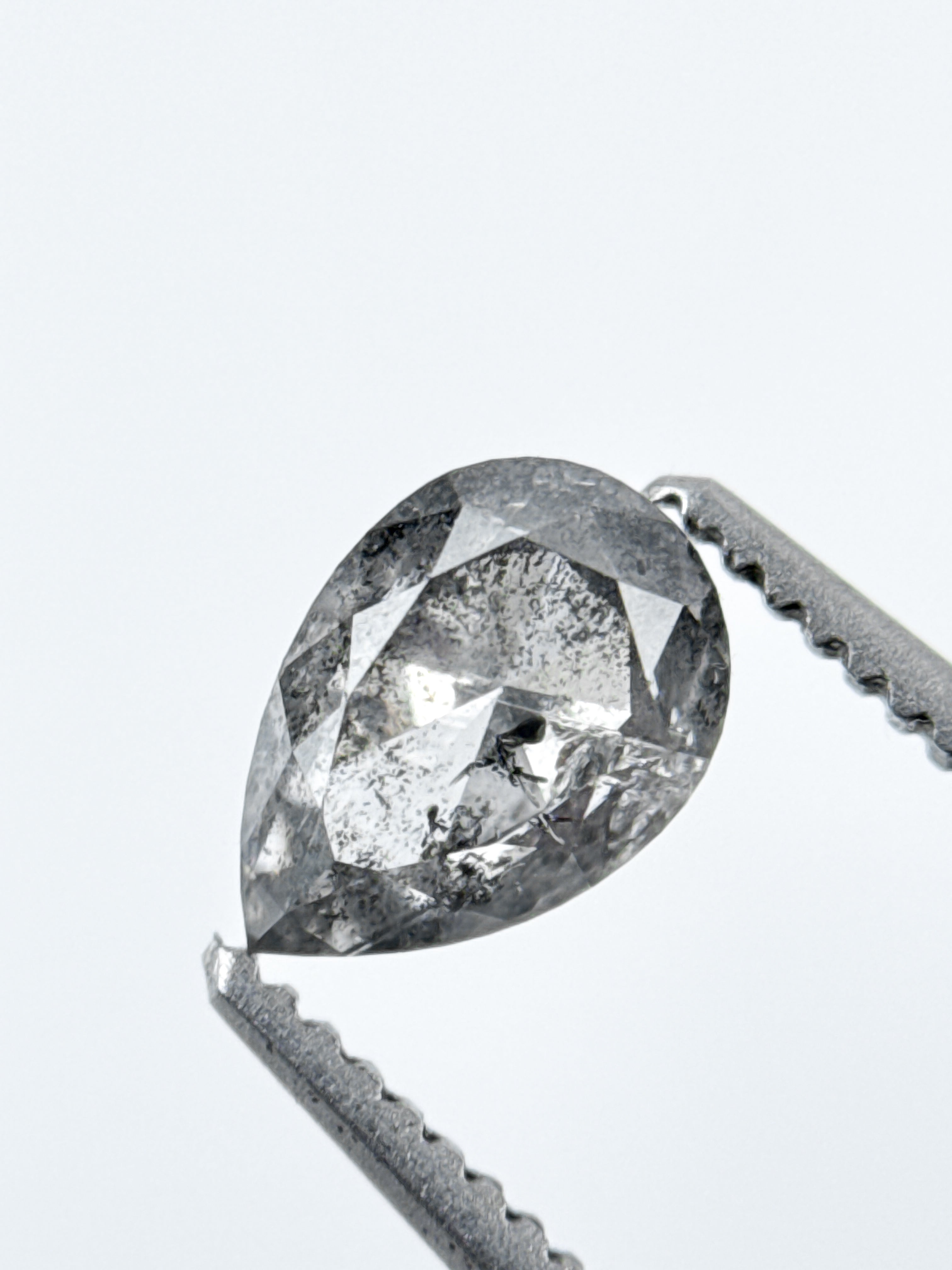 0.85 Ct Pear Rose Cut Grey Natural Galaxy Diamond