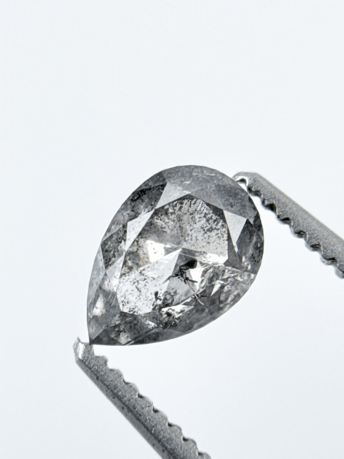 0.85 Ct Pear Rose Cut Grey Natural Galaxy Diamond