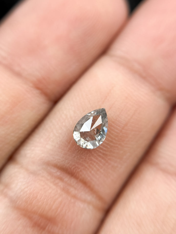0.85 Ct Pear Rose Cut Grey Natural Galaxy Diamond